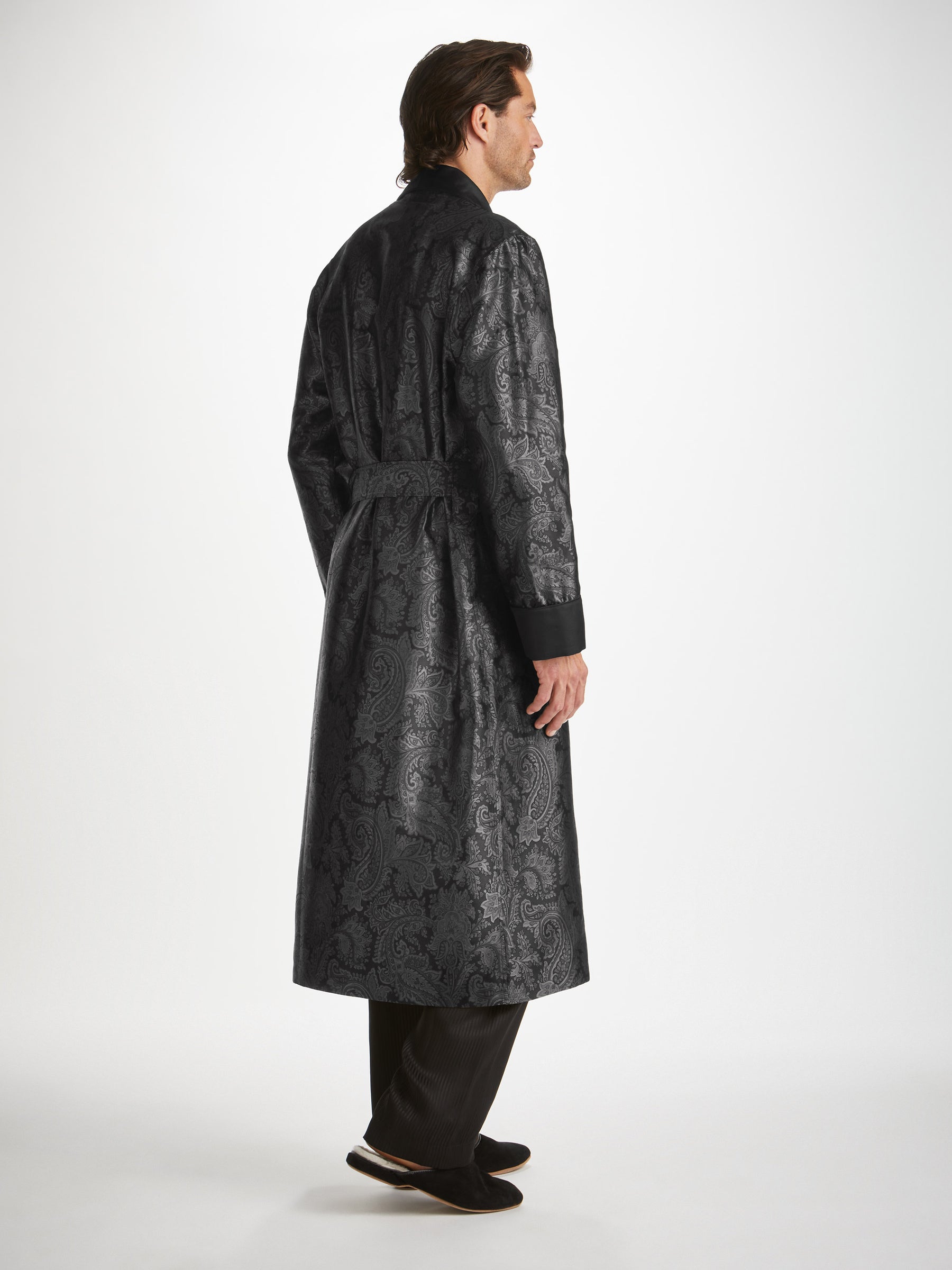 Men's Dressing Gown Verona 67 Silk Satin Black