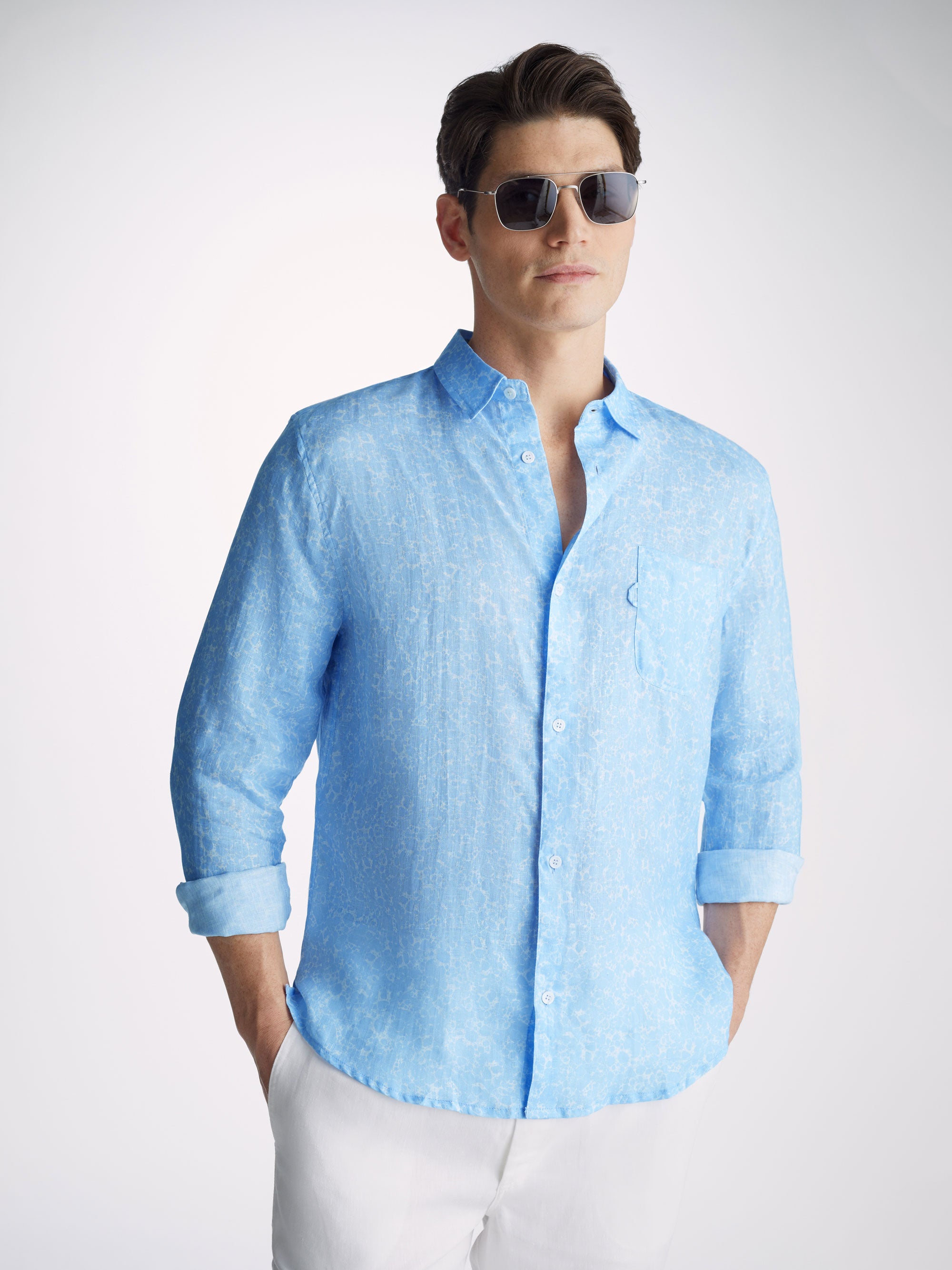 Men's Shirt Milan 21 Linen Blue