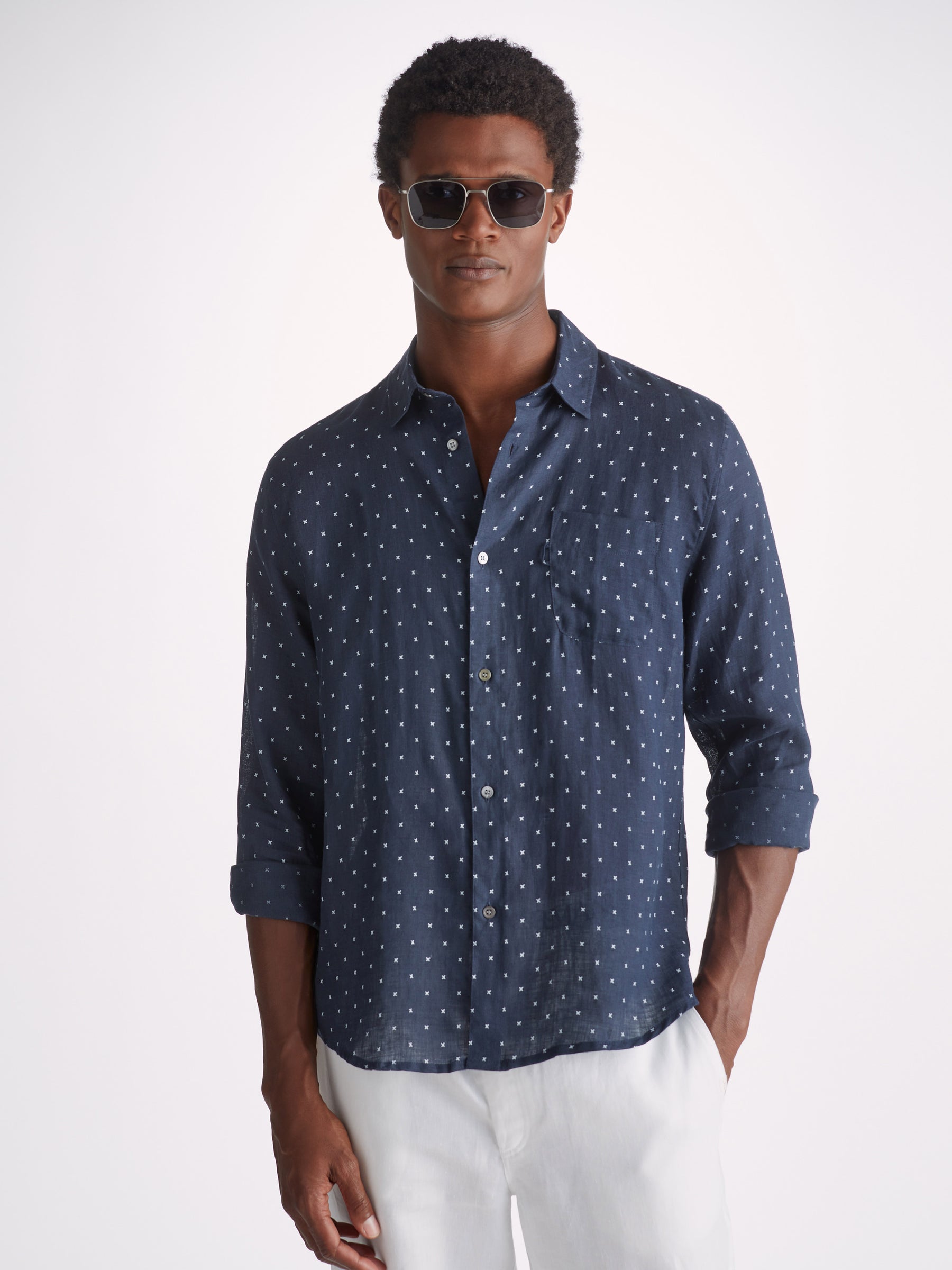 Men's Shirt Milan 22 Linen Navy