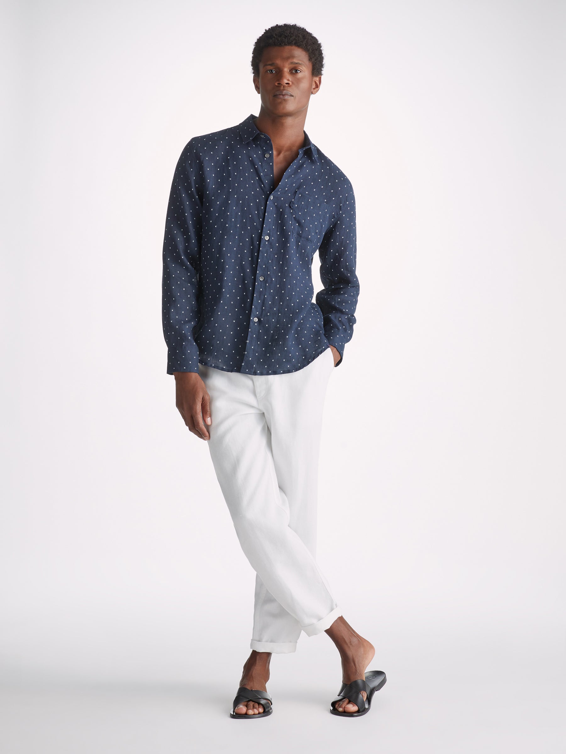 Men's Shirt Milan 22 Linen Navy