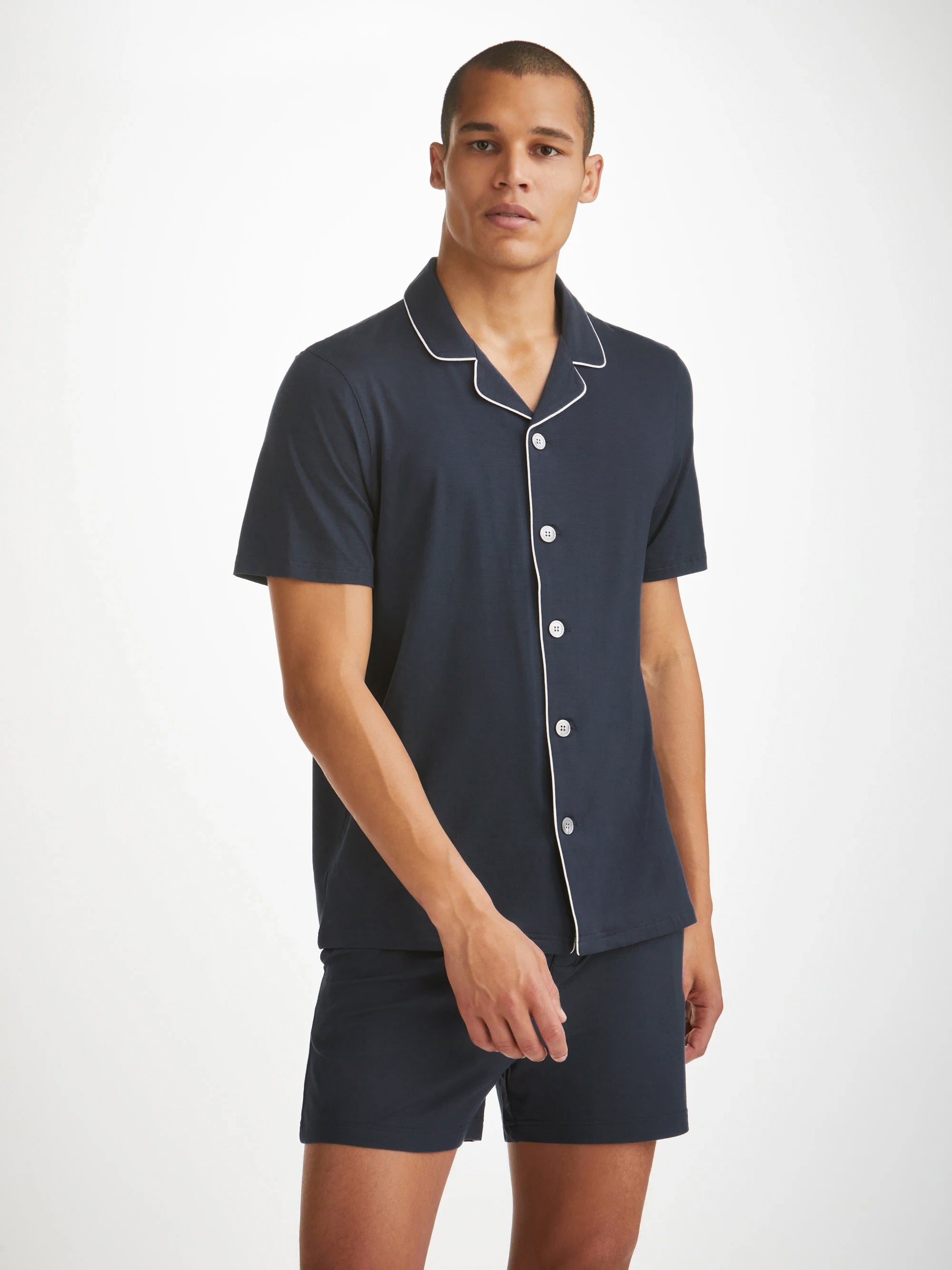 Men's Short Pajamas Basel Micro Modal Stretch Navy