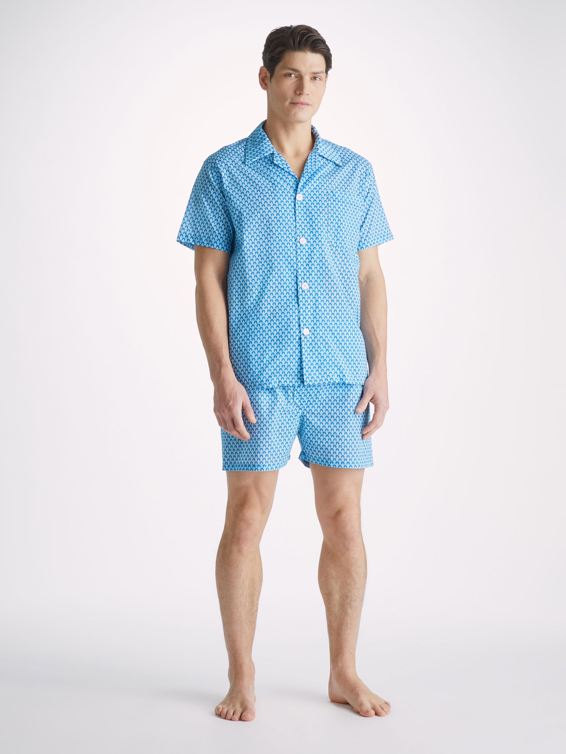 Men's Short Pyjamas Ledbury 65 Cotton Batiste Blue