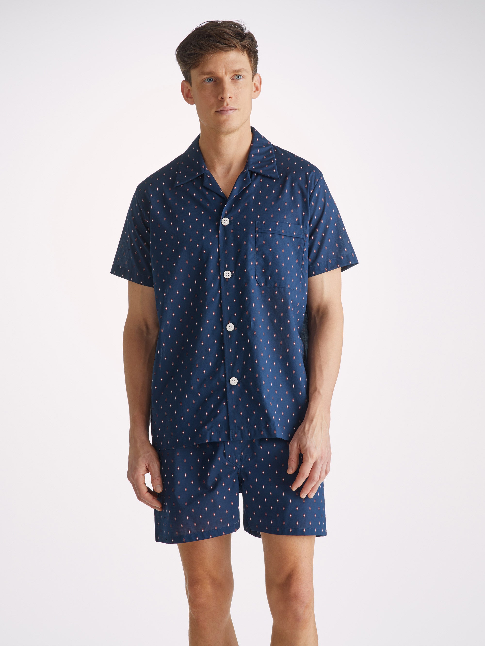 Men's Short Pyjamas Nelson 96 Cotton Batiste Navy