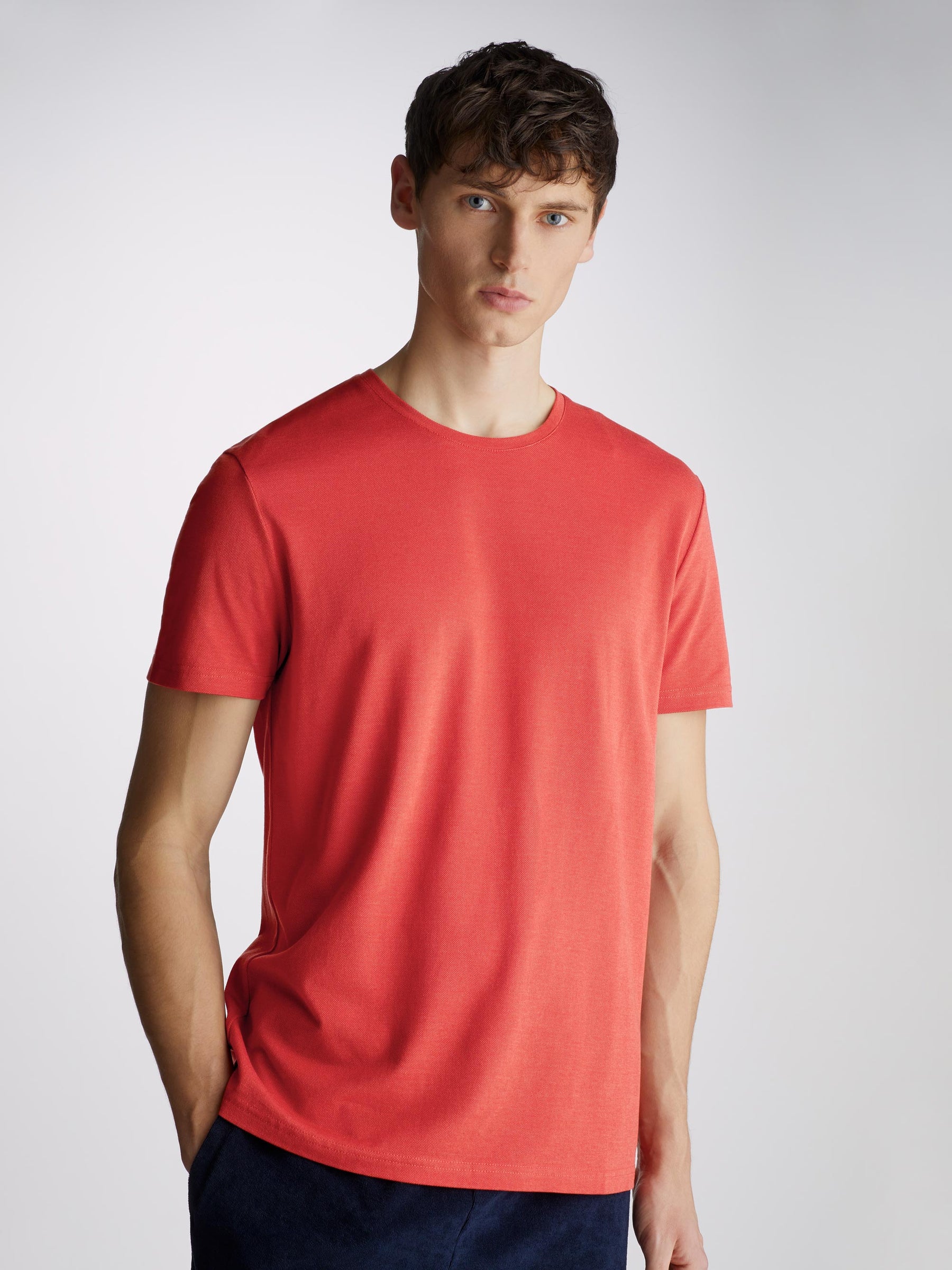 Men's T-Shirt Ramsay Pique Cotton Tencel Red