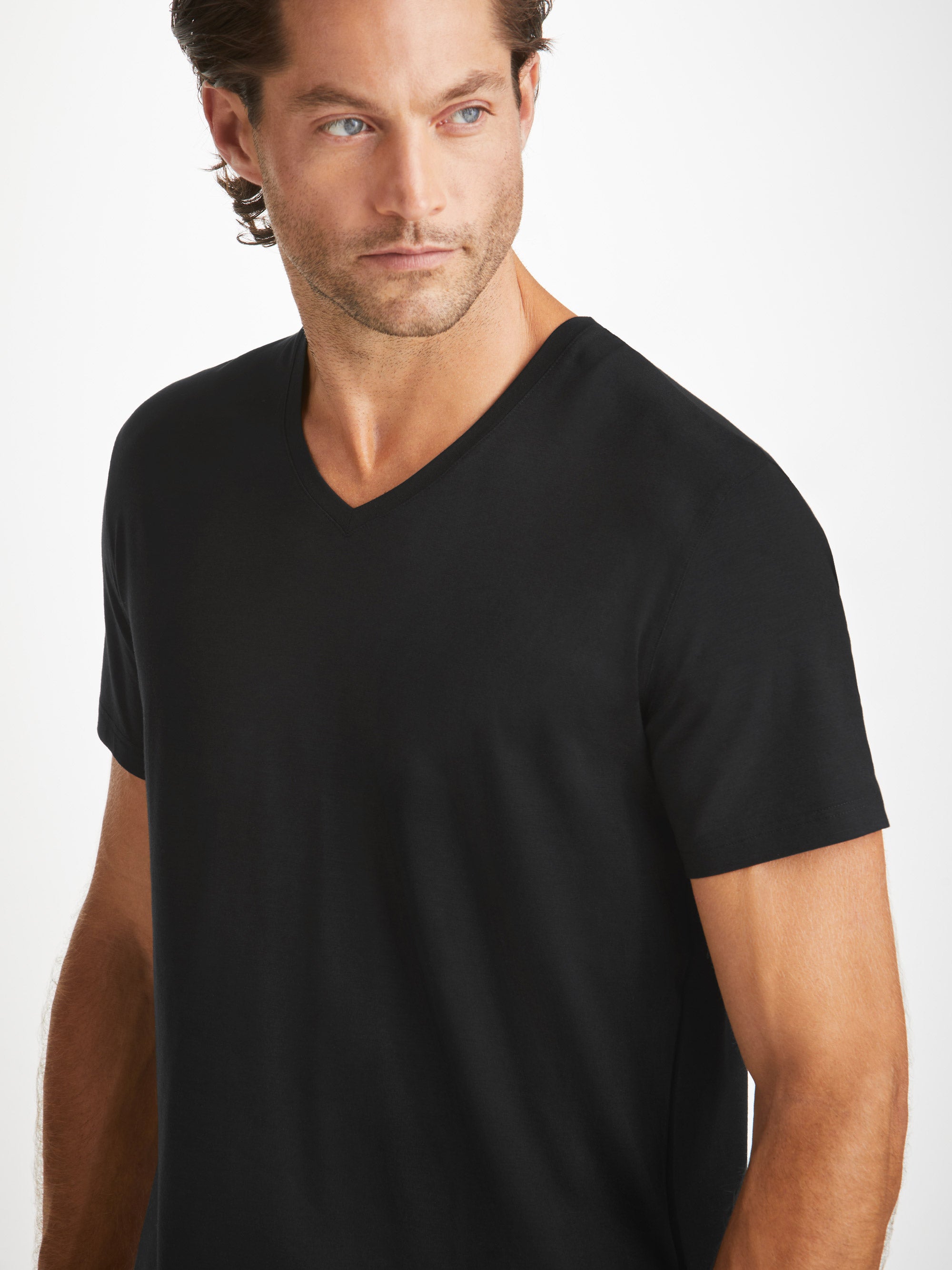 Men's Luxury Short Sleeve V-Neck T-Shirt Black