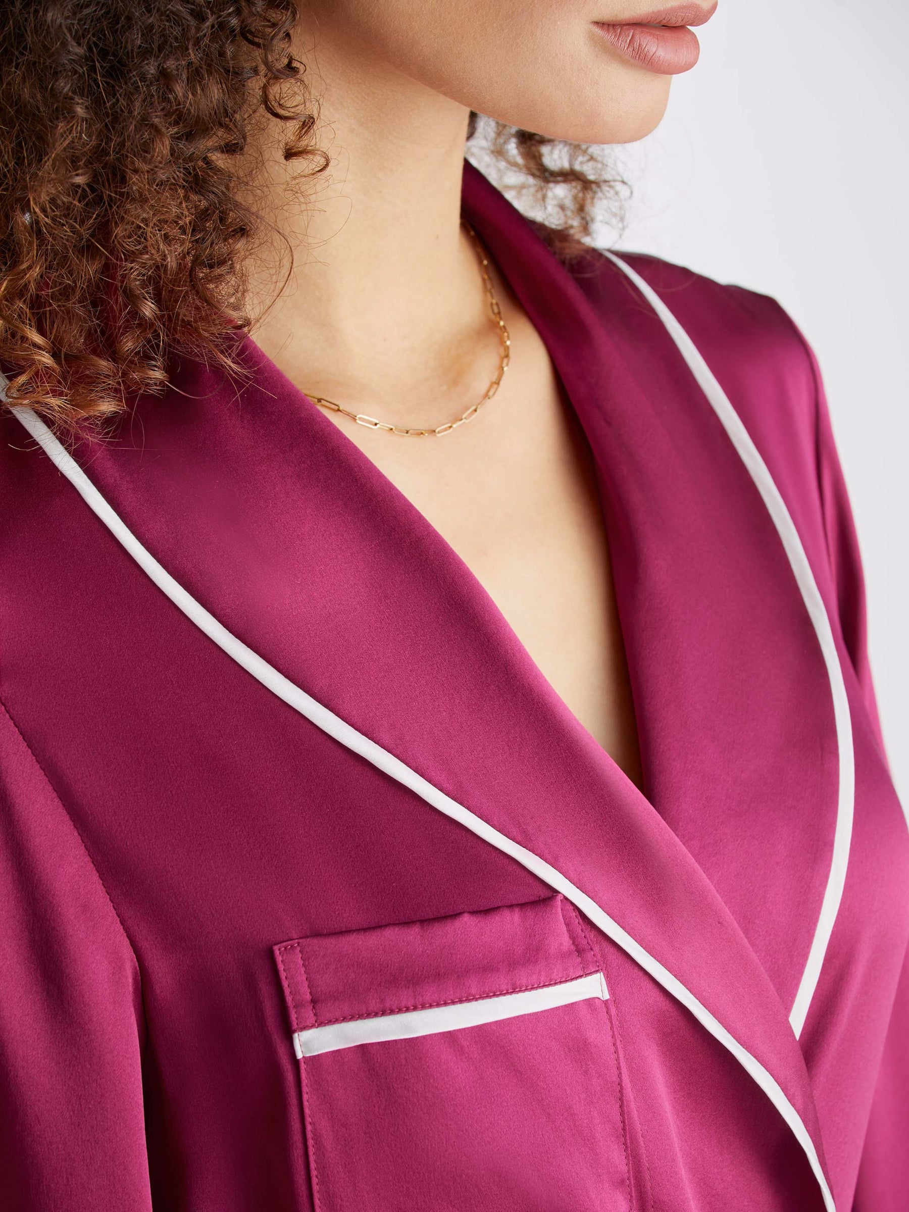 Women's Long Dressing Gown Bailey 2 Silk Satin Berry