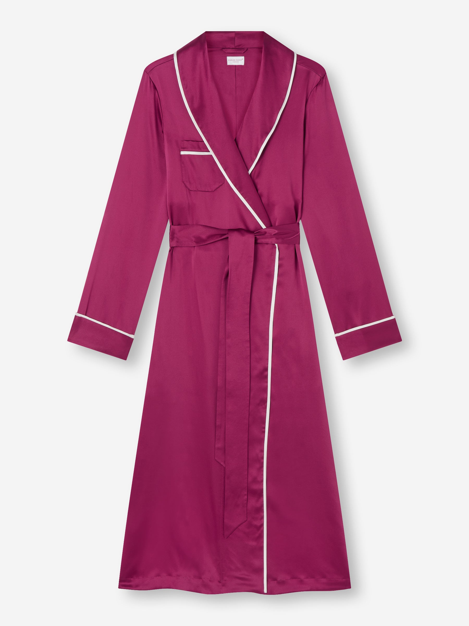 Women's Long Dressing Gown Bailey 2 Silk Satin Berry