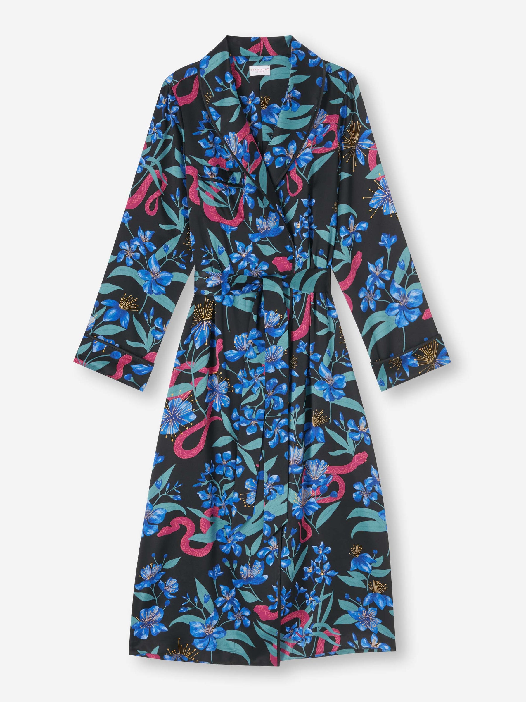 Women's Long Dressing Gown Brindisi 101 Silk Satin Black