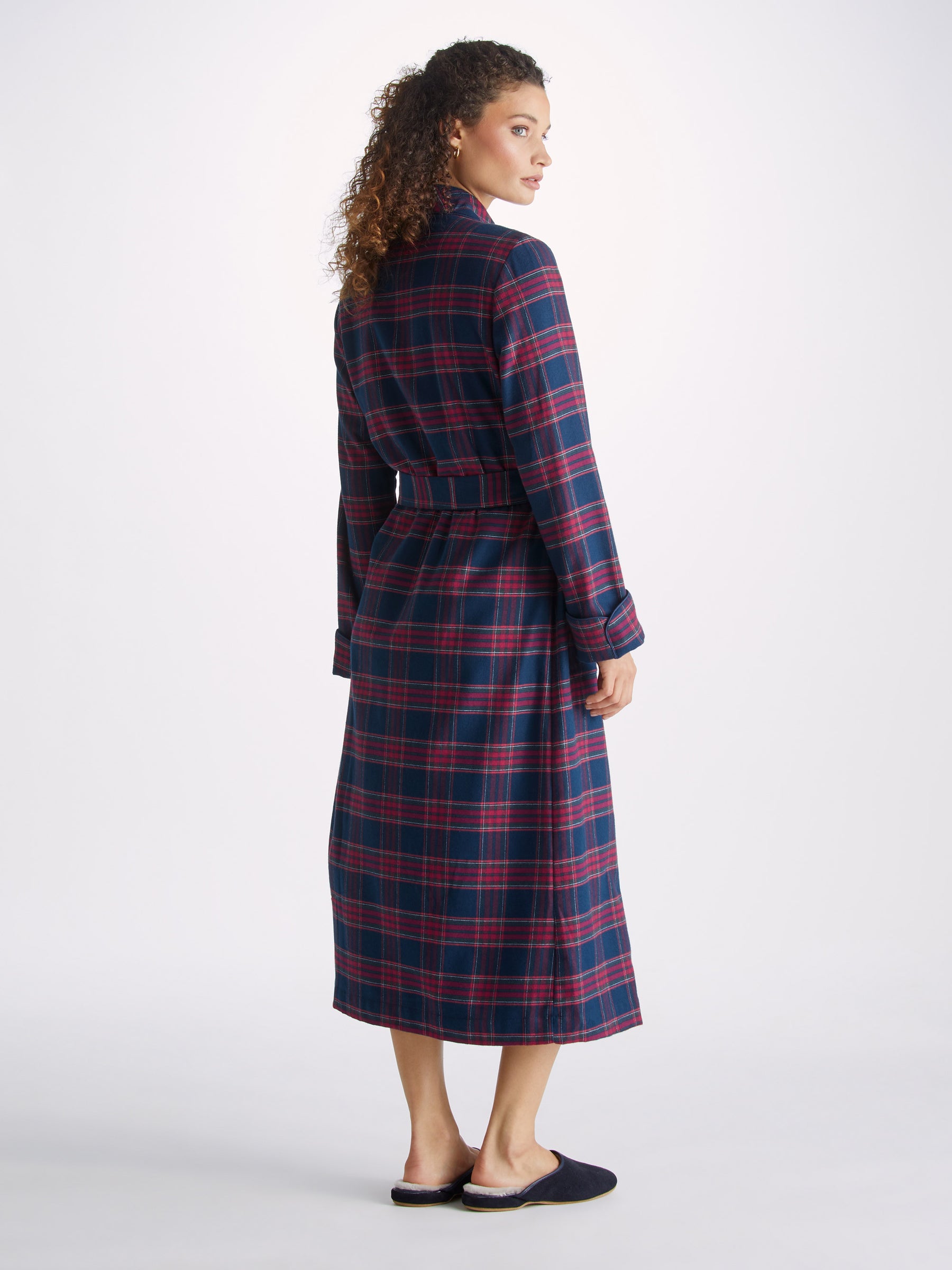 Women's Long Dressing Gown Kelburn 36 Brushed Cotton Multi