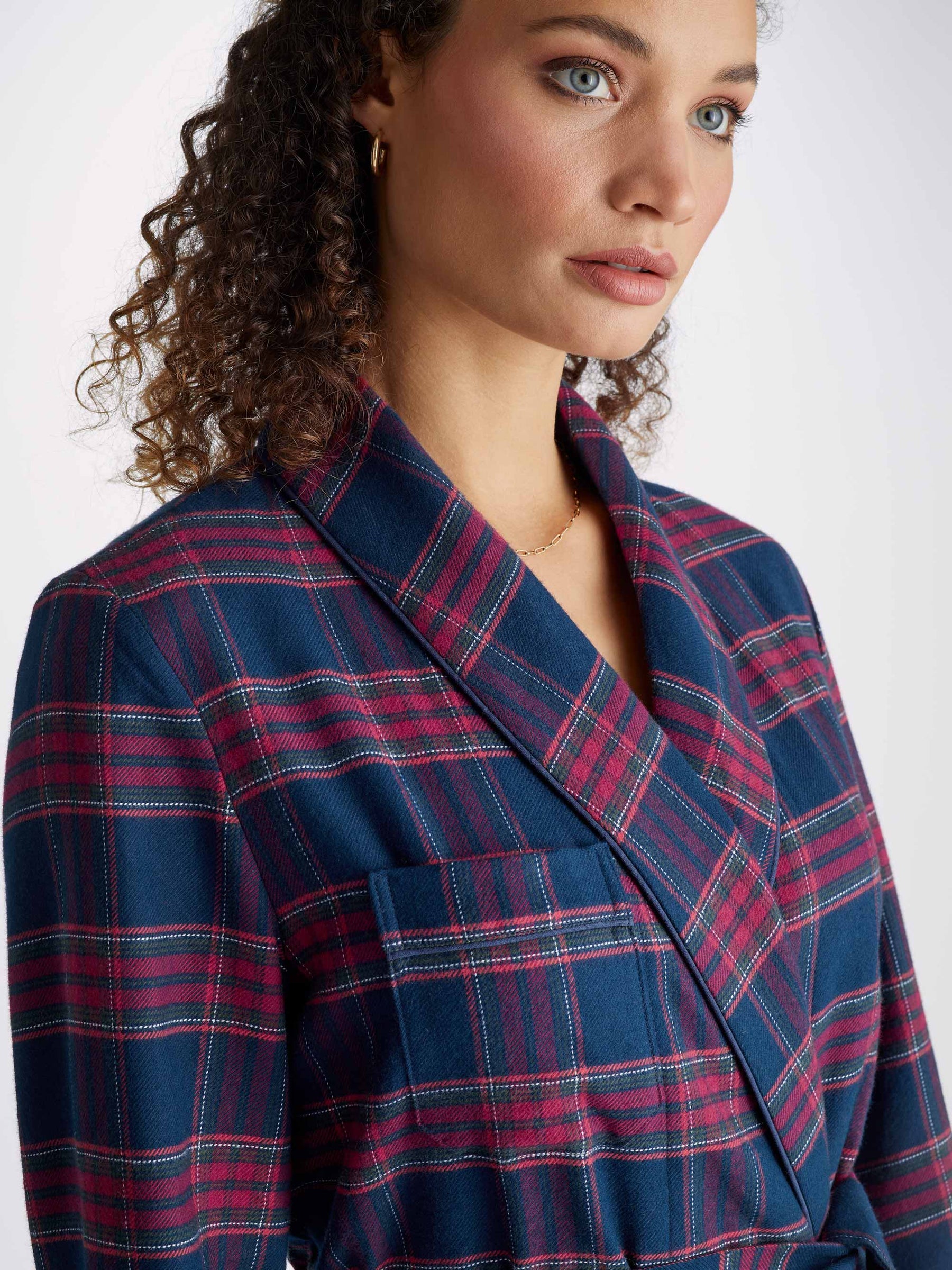 Women's Long Dressing Gown Kelburn 36 Brushed Cotton Multi