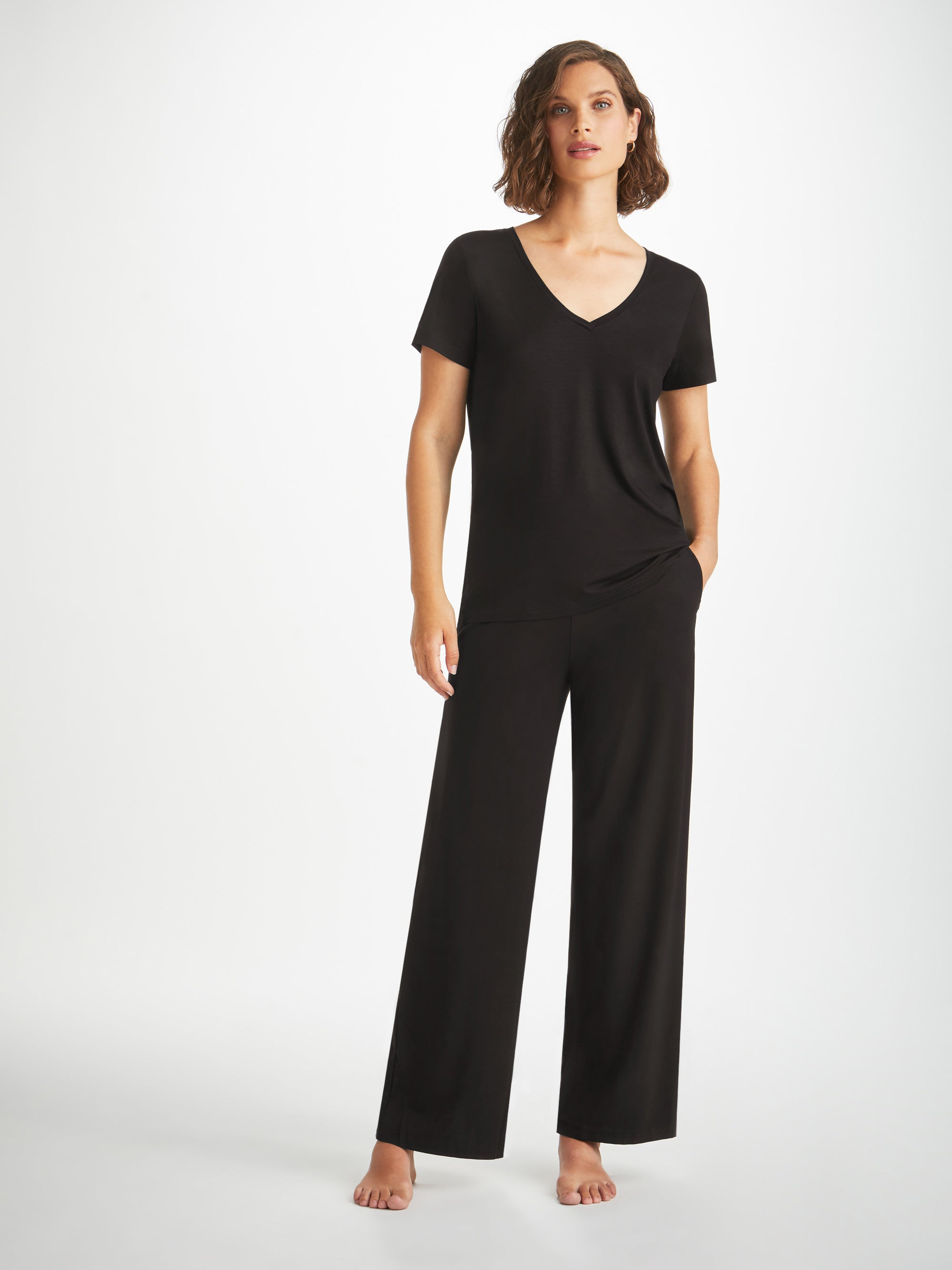 Women's Lounge Trousers Basel Micro Modal Stretch Black