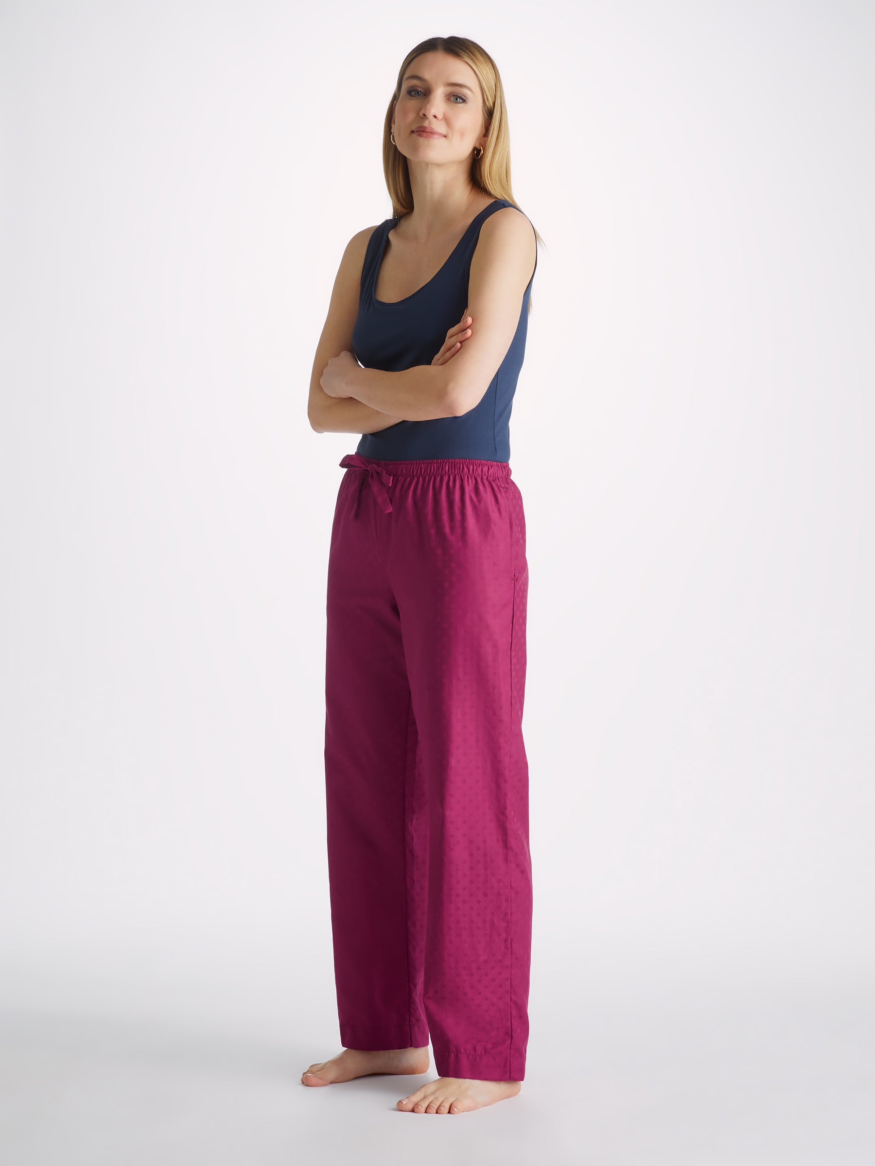 Women's Lounge Trousers Kate 7 Cotton Jacquard Berry