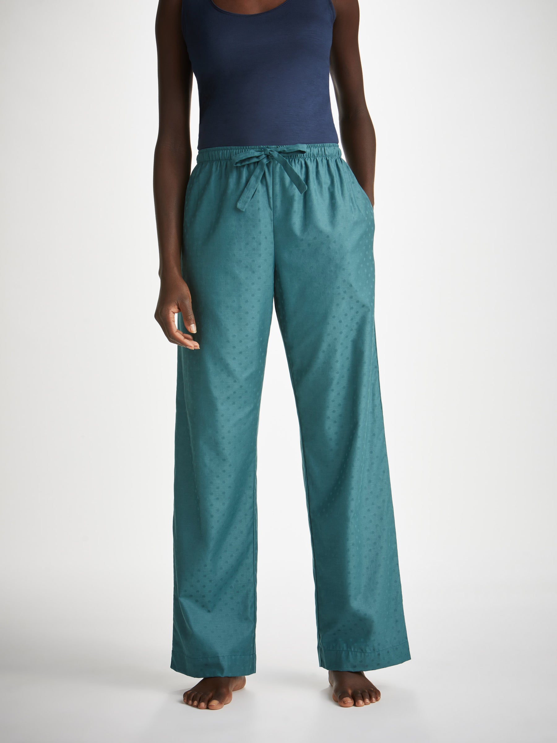 Women's Lounge Trousers Kate 9 Cotton Jacquard Teal