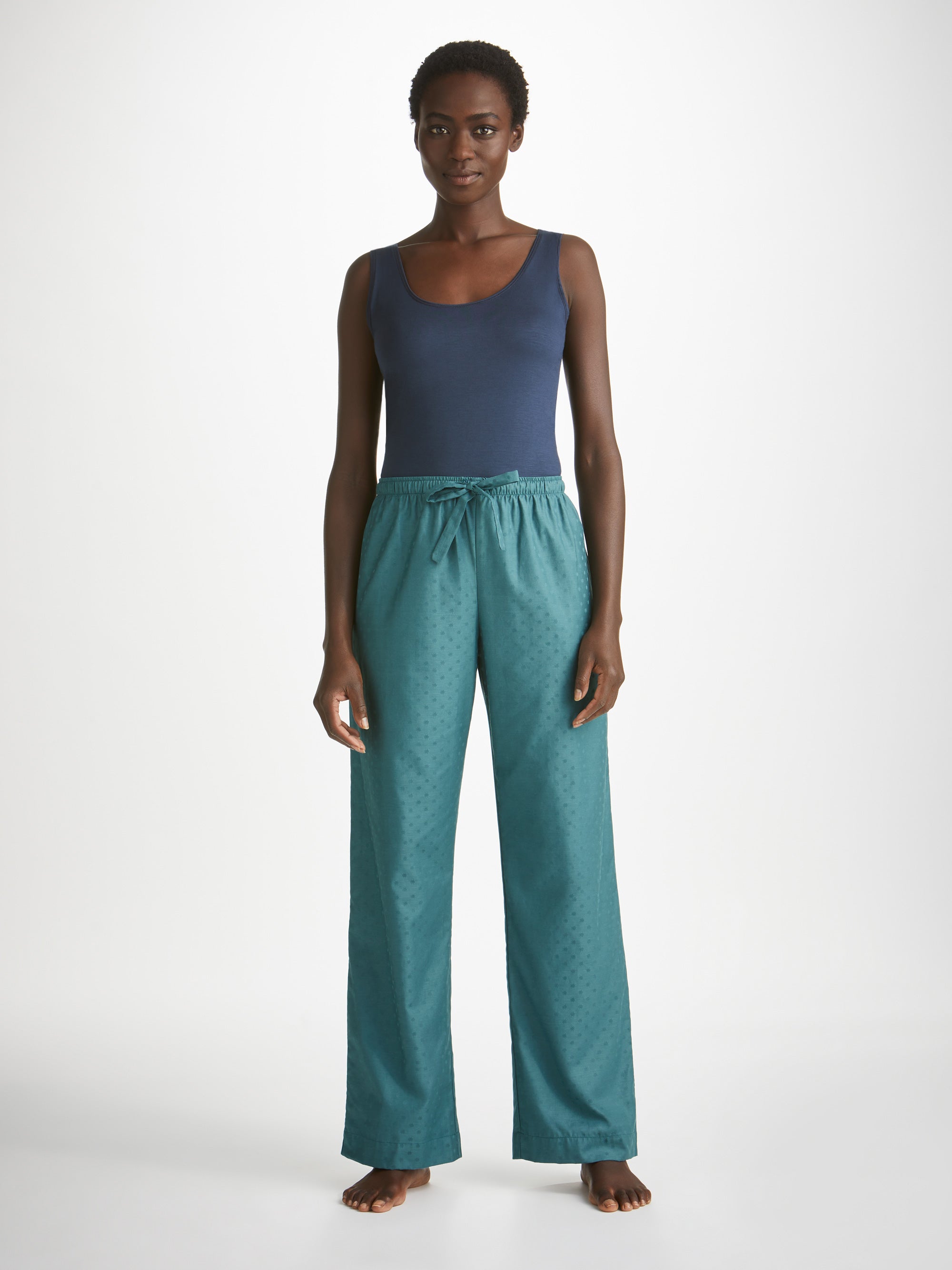 Women's Lounge Trousers Kate 9 Cotton Jacquard Teal