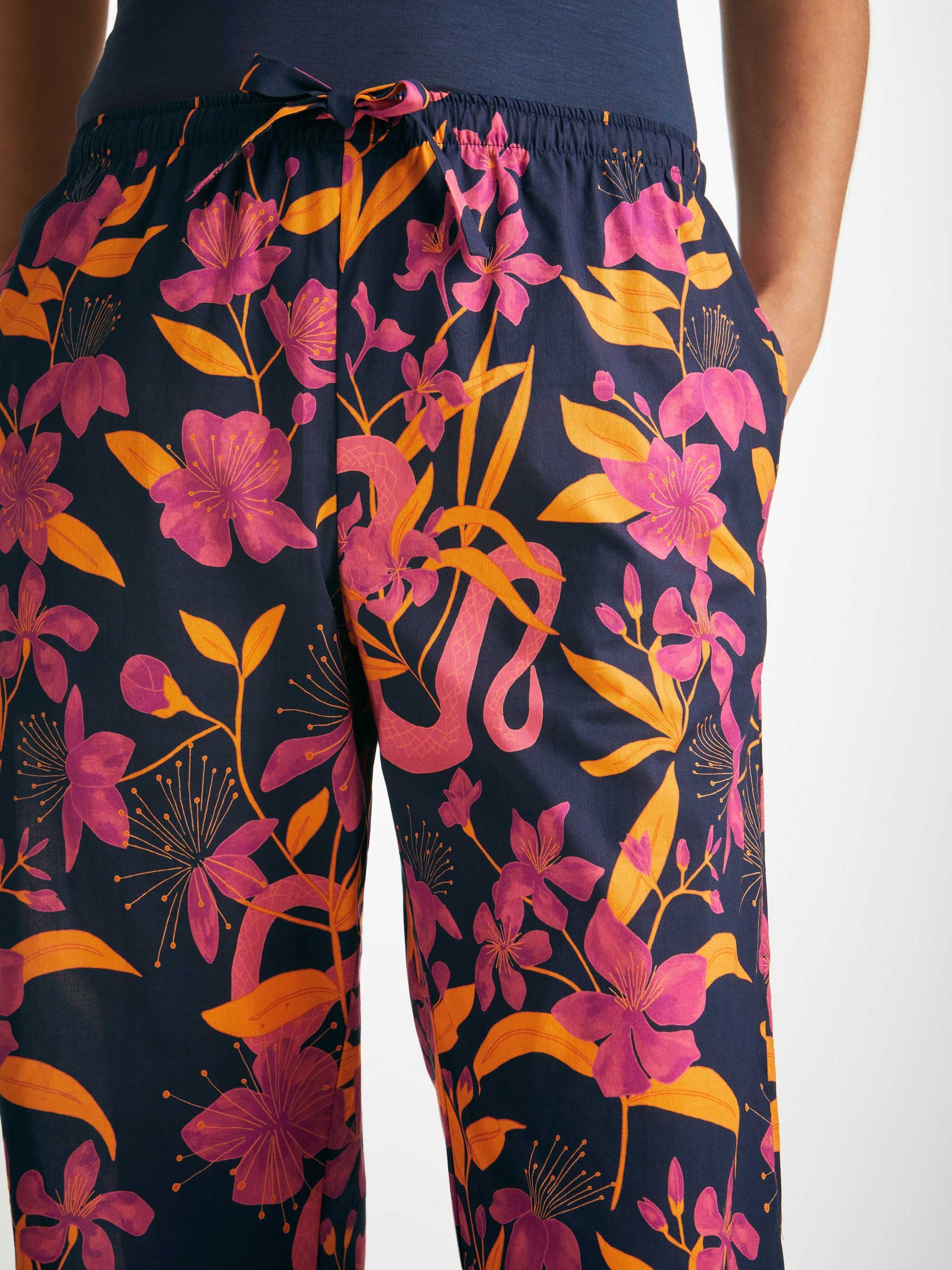 Women's Lounge Trousers Ledbury 68 Cotton Batiste Navy