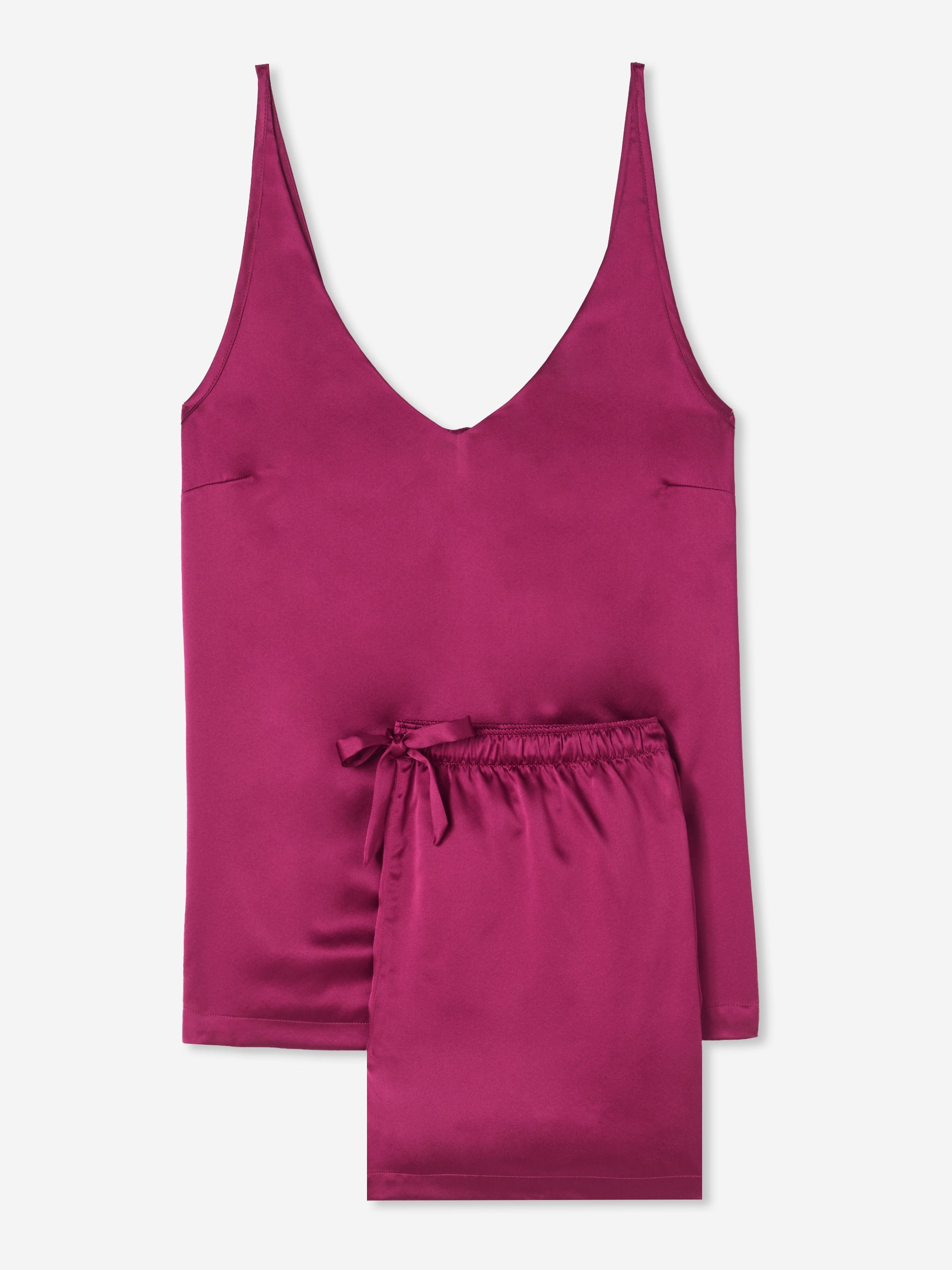 Women's Short Cami Pyjamas Bailey Silk Satin Berry