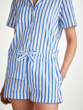 Women's Short Pyjamas Capri 23 Cotton Batiste Blue