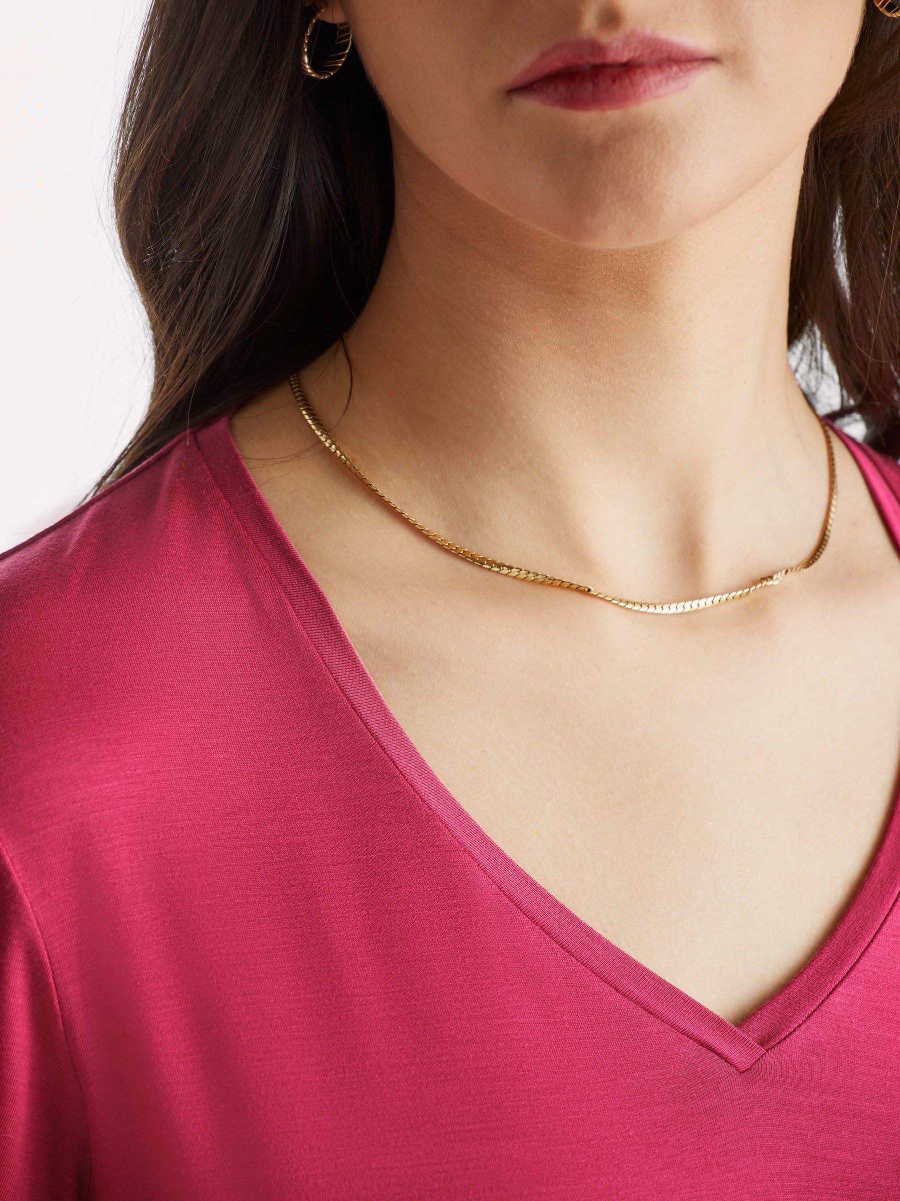 Women's V-Neck Sleep T-Shirt Lara Micro Modal Stretch Berry