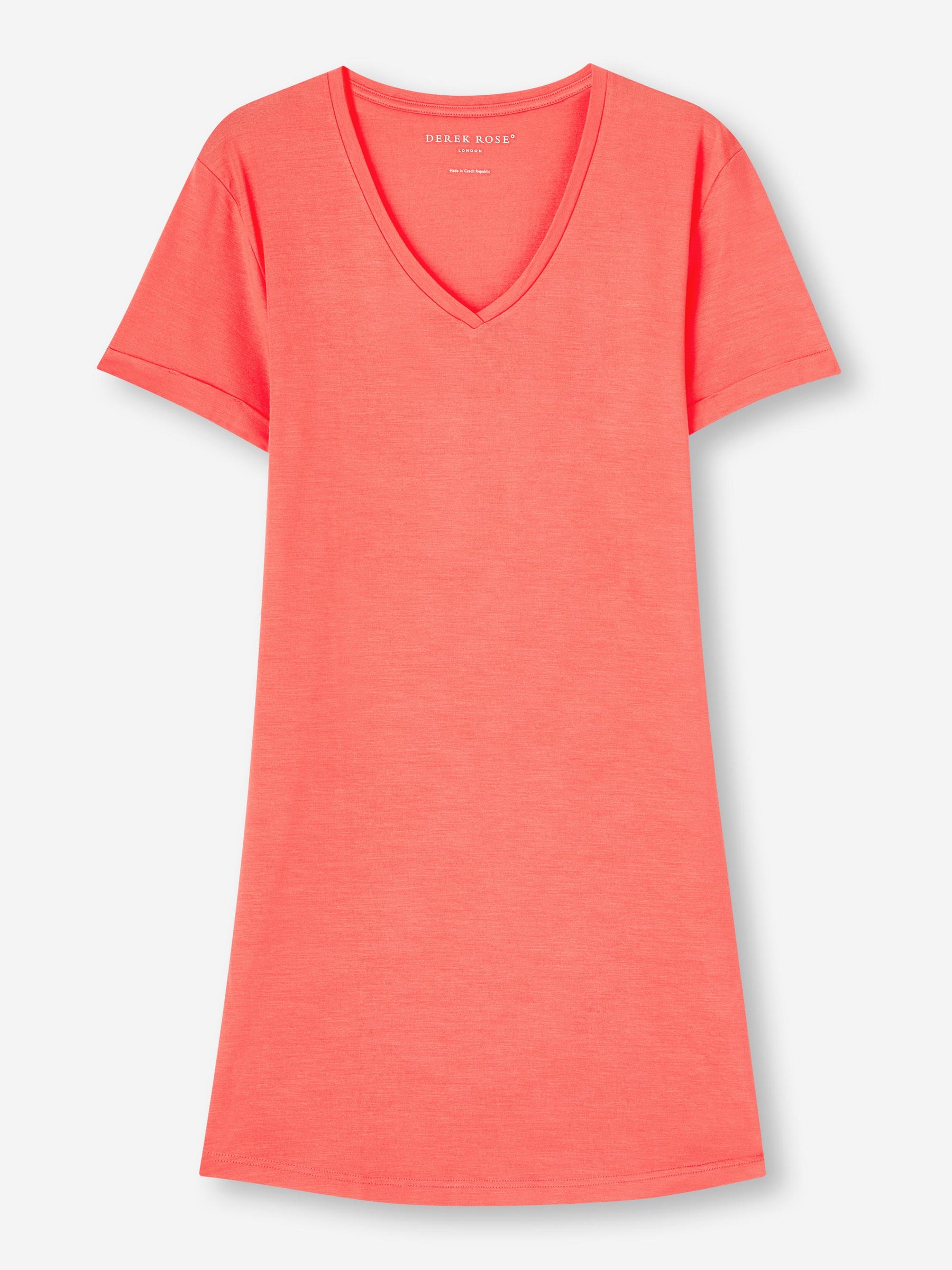 Women's V-Neck Sleep T-Shirt Lara Micro Modal Stretch Coral