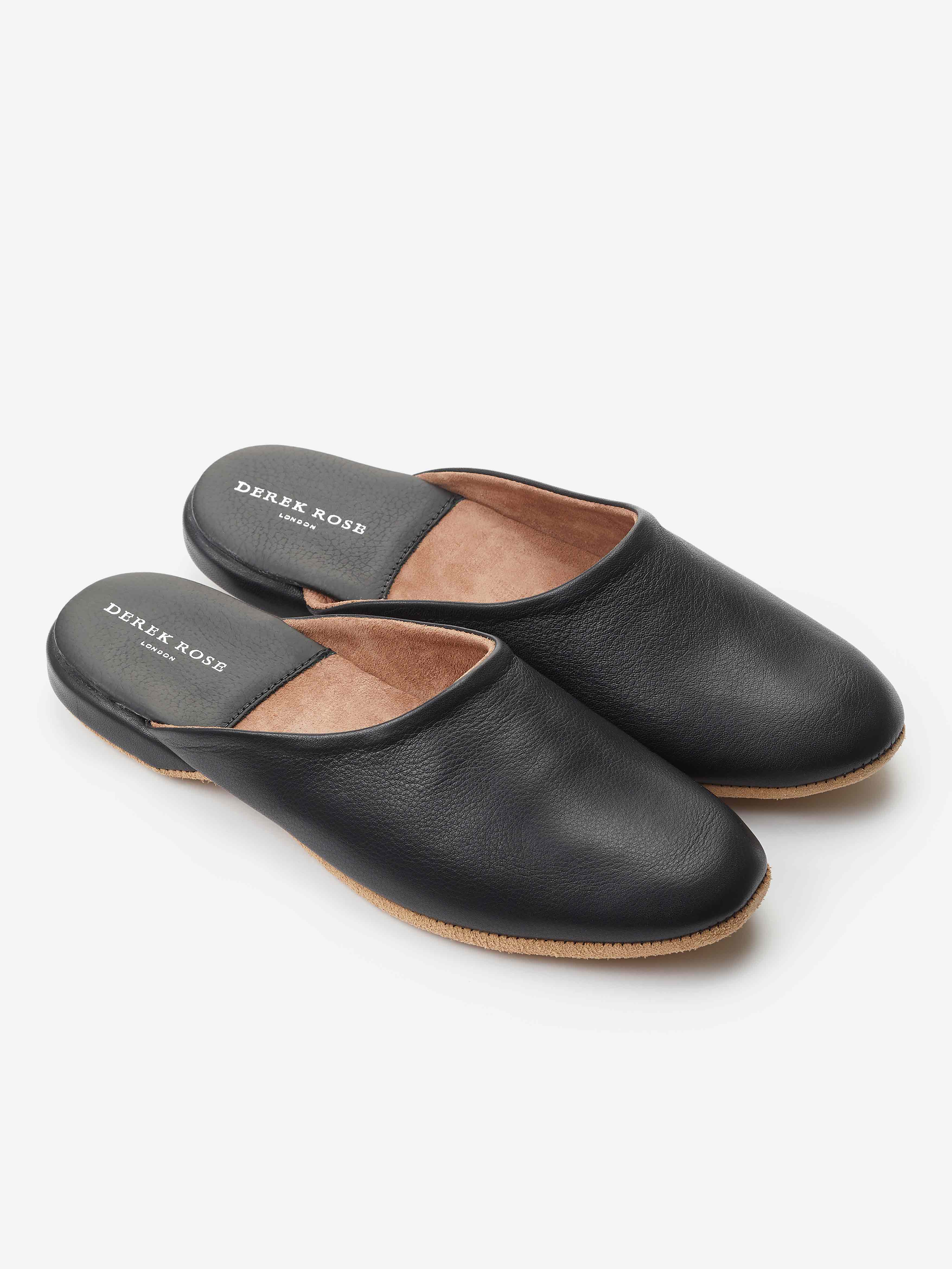 overdrive Presenter Berygtet Mens Slipper Morgan Calf Leather Black | Derek Rose | Derek Rose