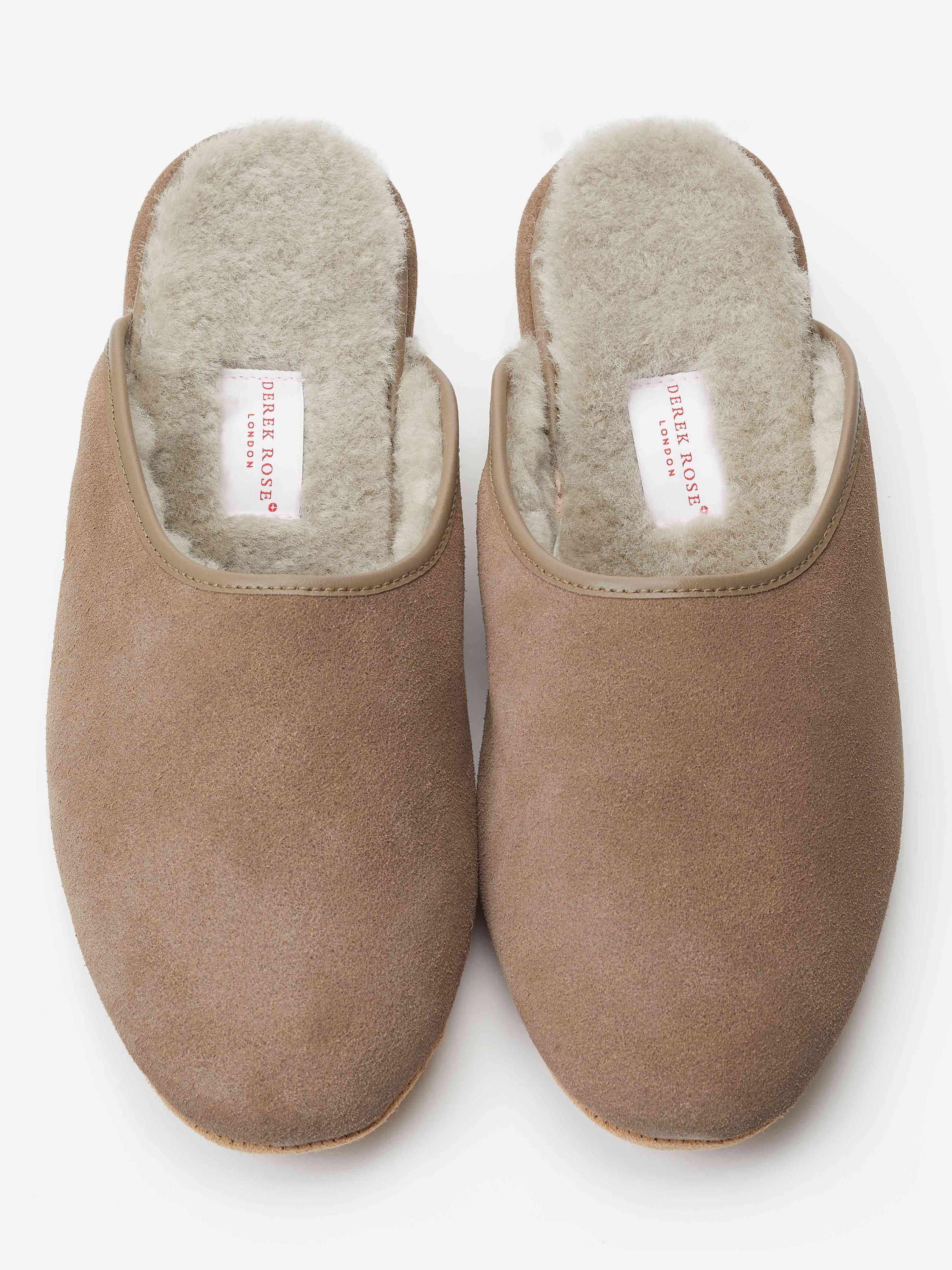 Men's Mule Slippers Douglas Suede Sheepskin Beige