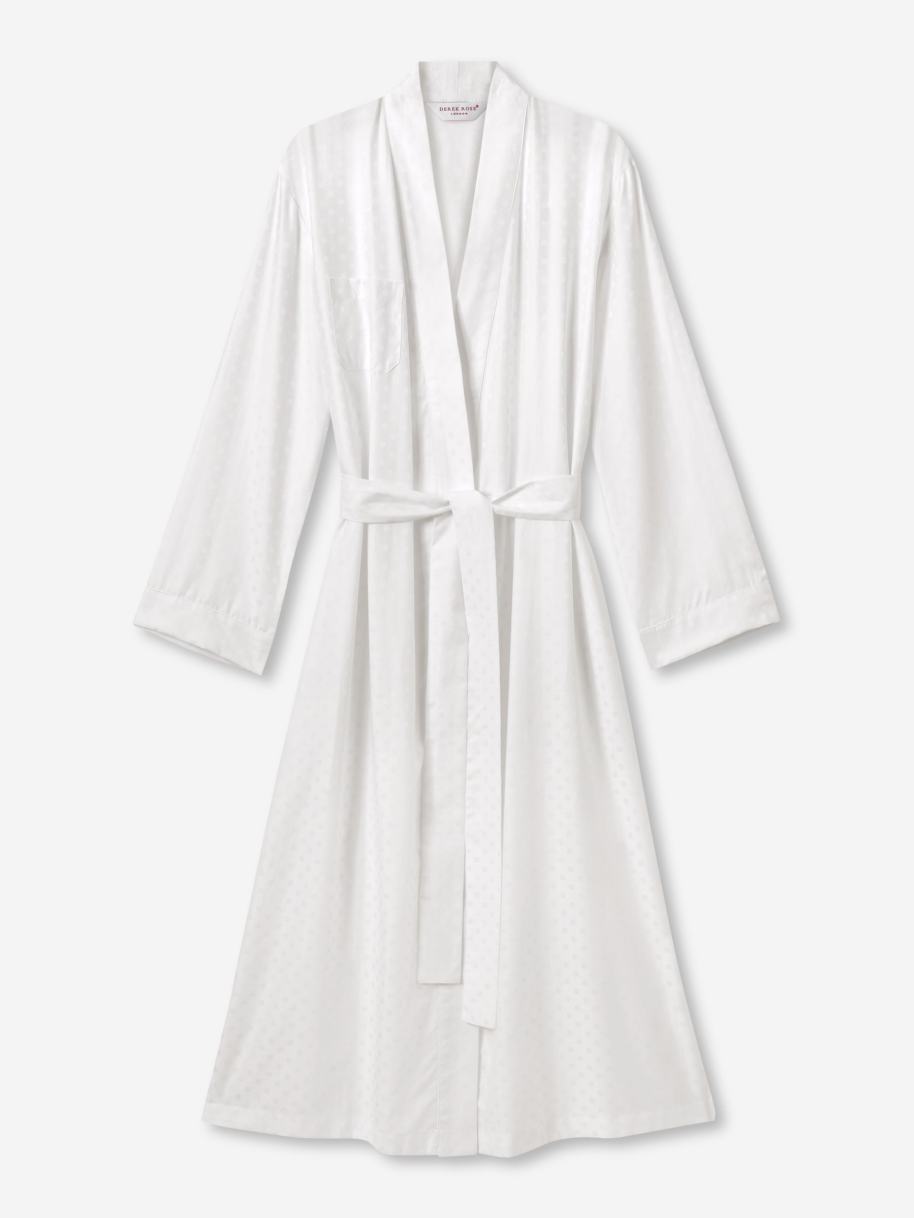 Women's Long Dressing Gown Kate 7 Cotton Jacquard White