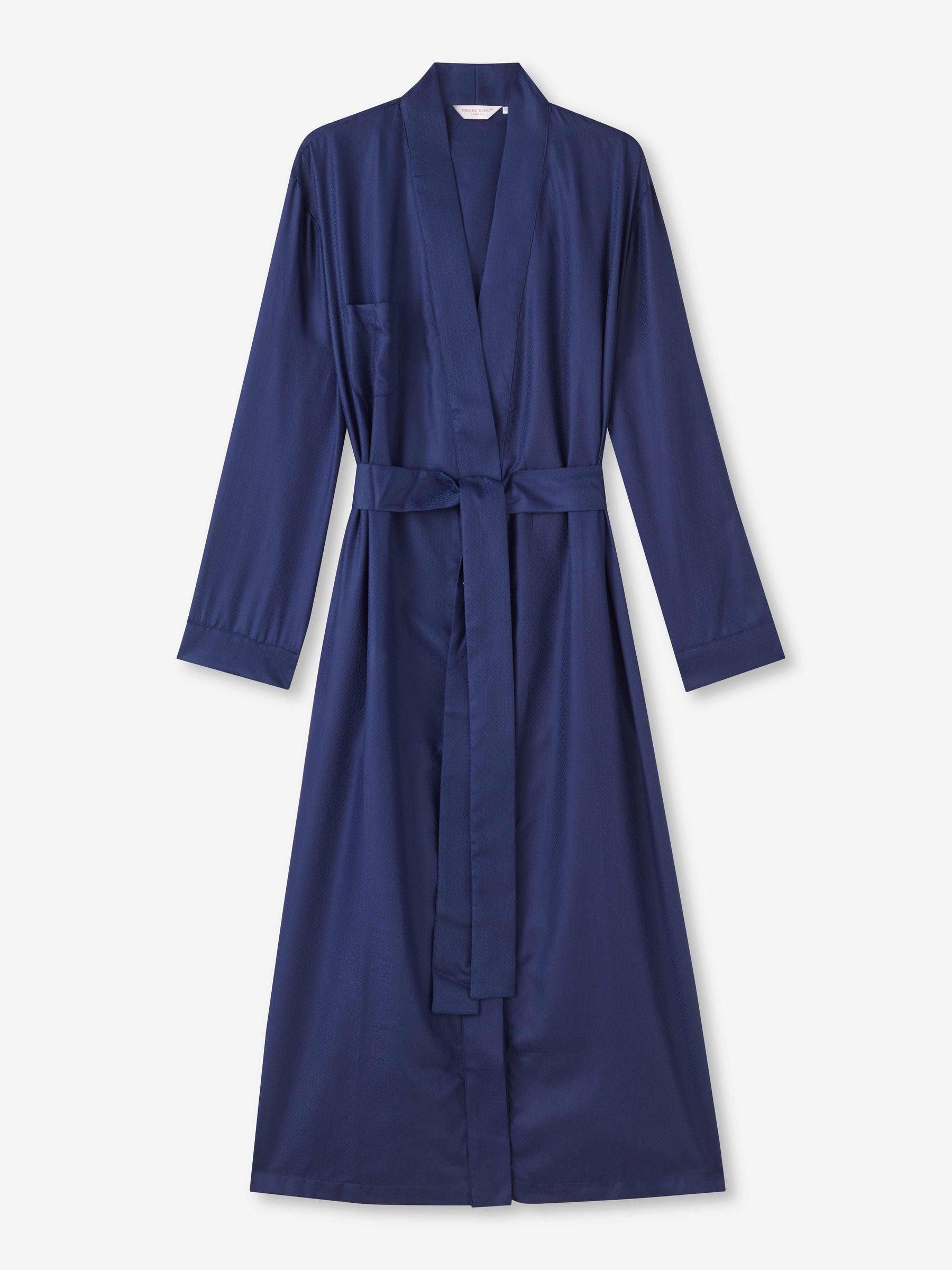 Women's Long Dressing Gown Lombard 6 Cotton Jacquard Navy