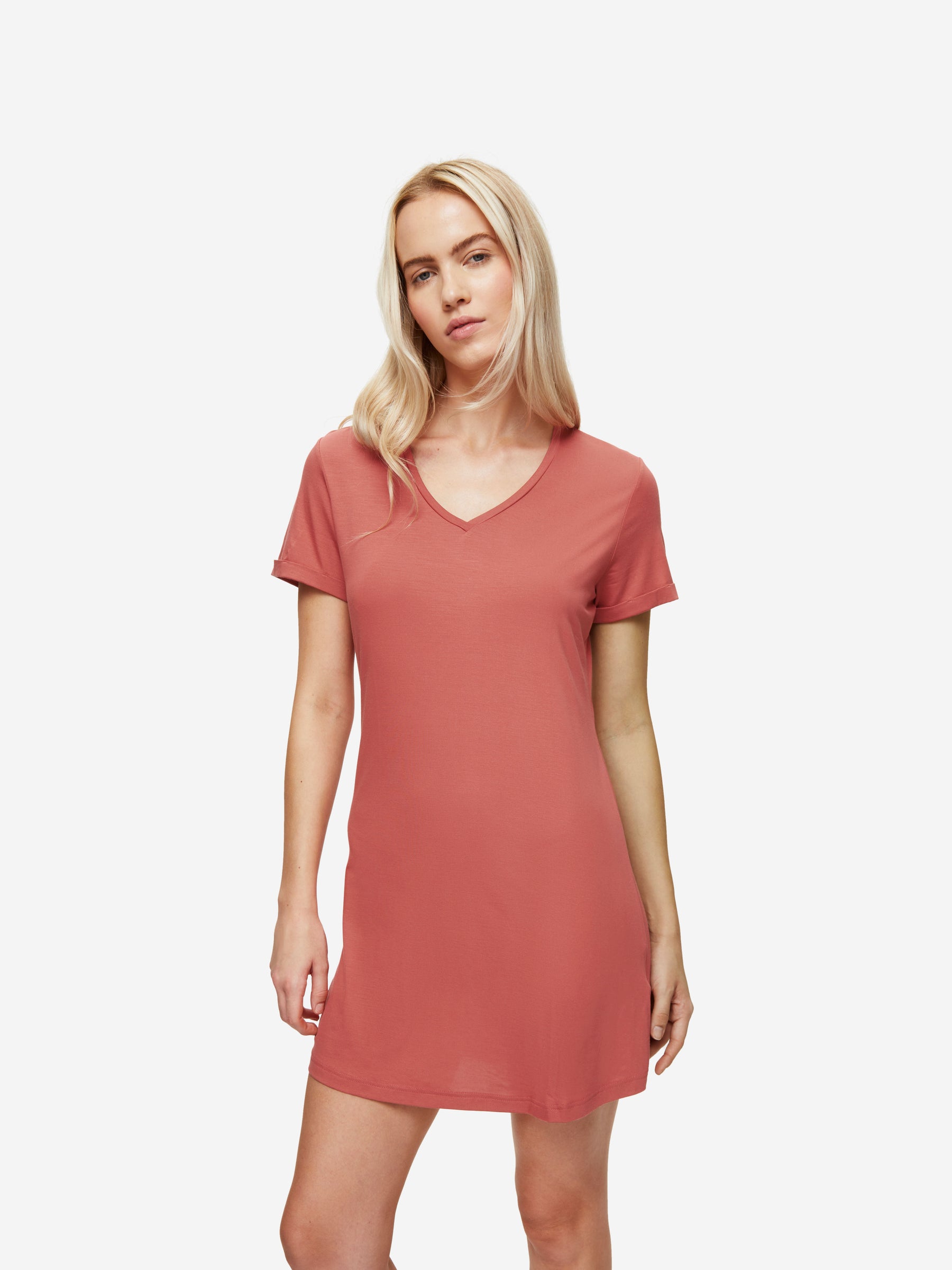 Women's V-Neck Sleep T-Shirt Lara Micro Modal Stretch Soft Cedar