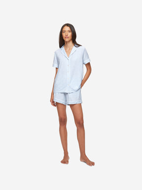 Women's Short Pyjamas Ethan Micro Modal Stretch Light Blue Heather