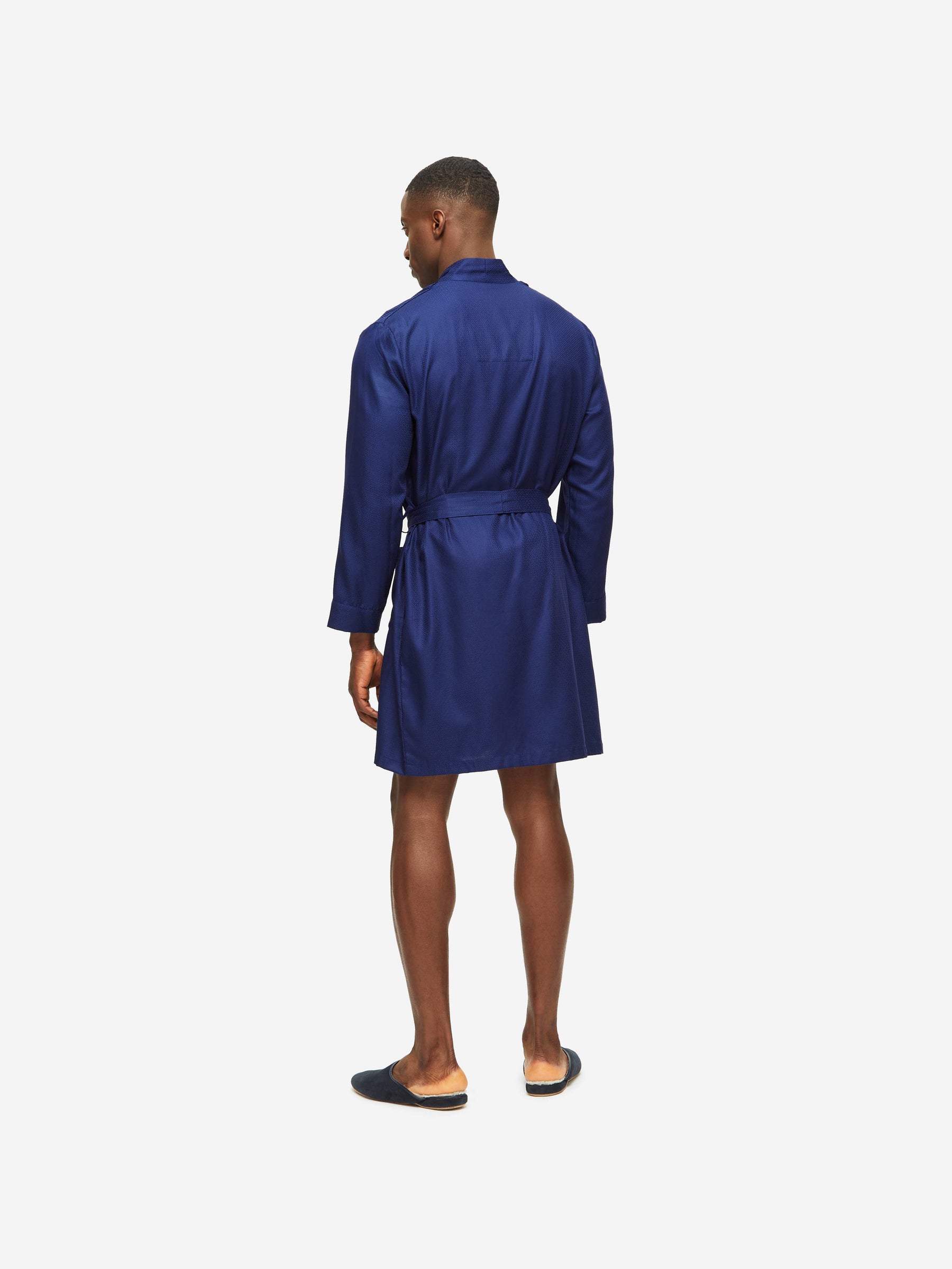 Men's Lounge Gown Lombard 6 Cotton Jacquard Navy