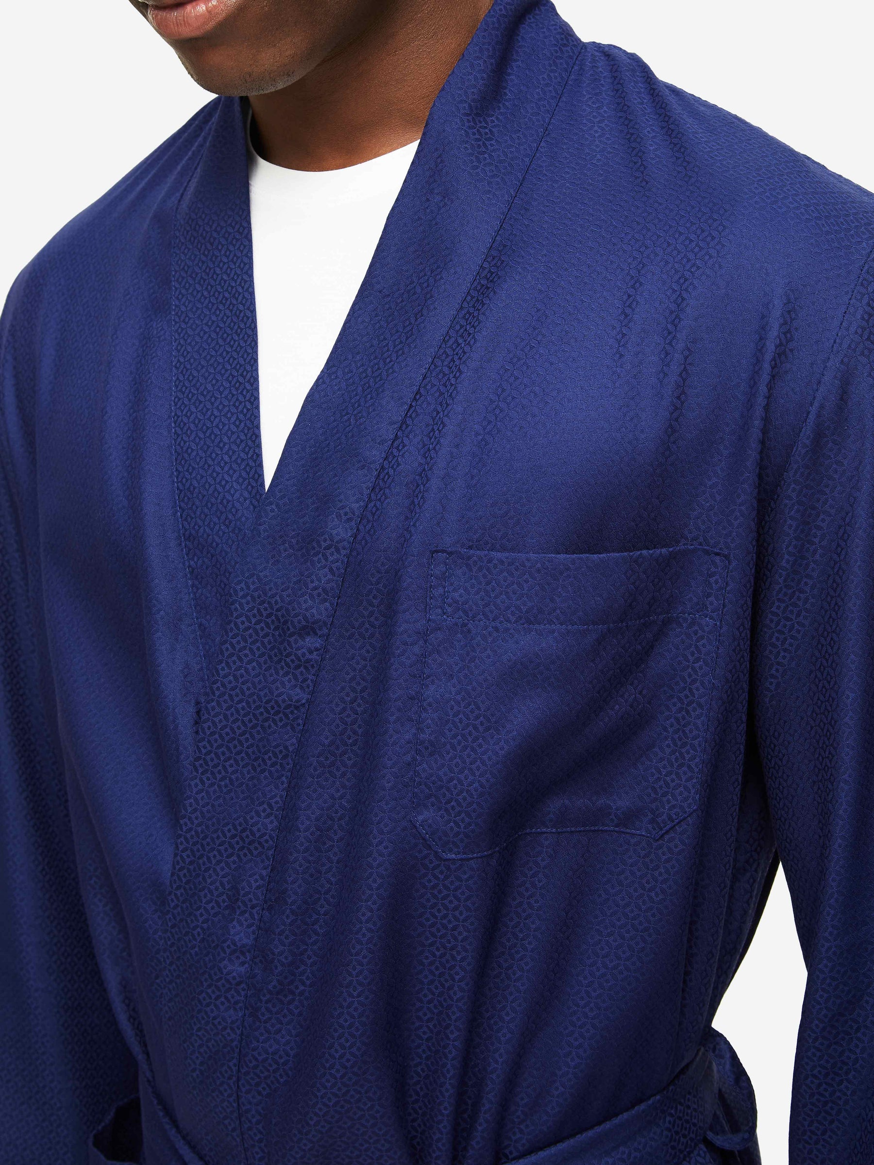 Men's Lounge Gown Lombard 6 Cotton Jacquard Navy