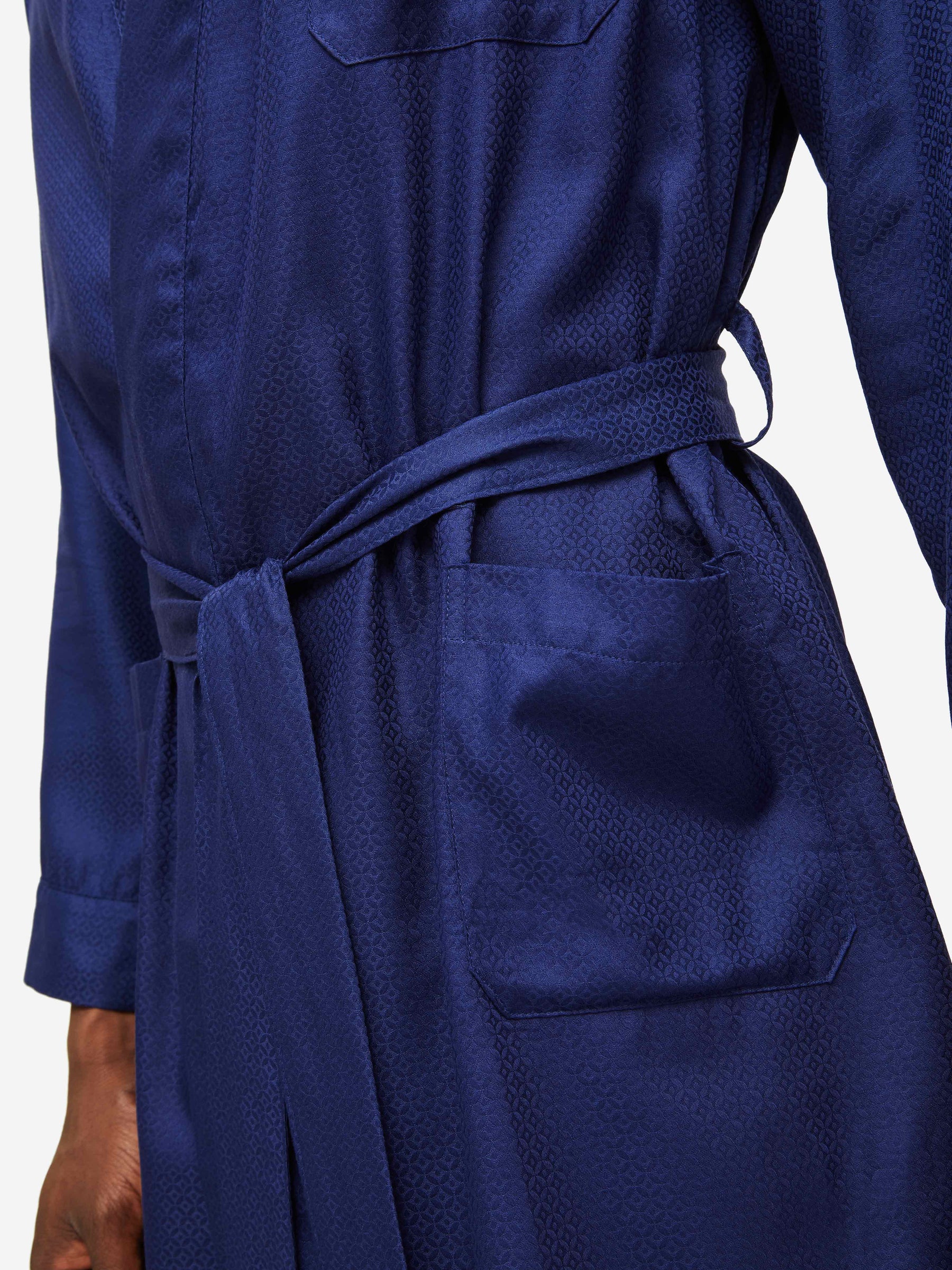 Men's Lounge Gown Lombard 6 Cotton Jacquard Navy