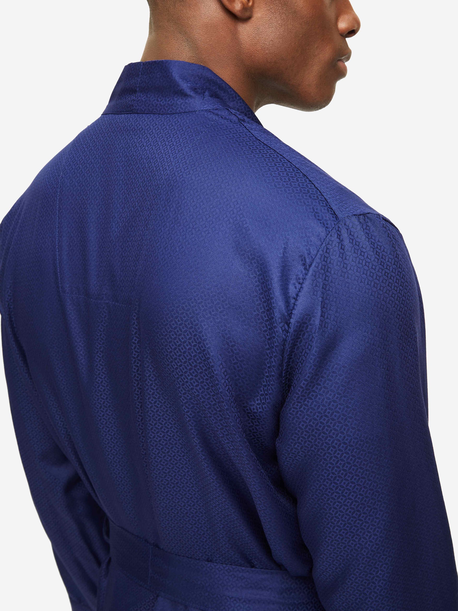 Men's Lounge Gown Lombard 6 Cotton Jacquard Navy