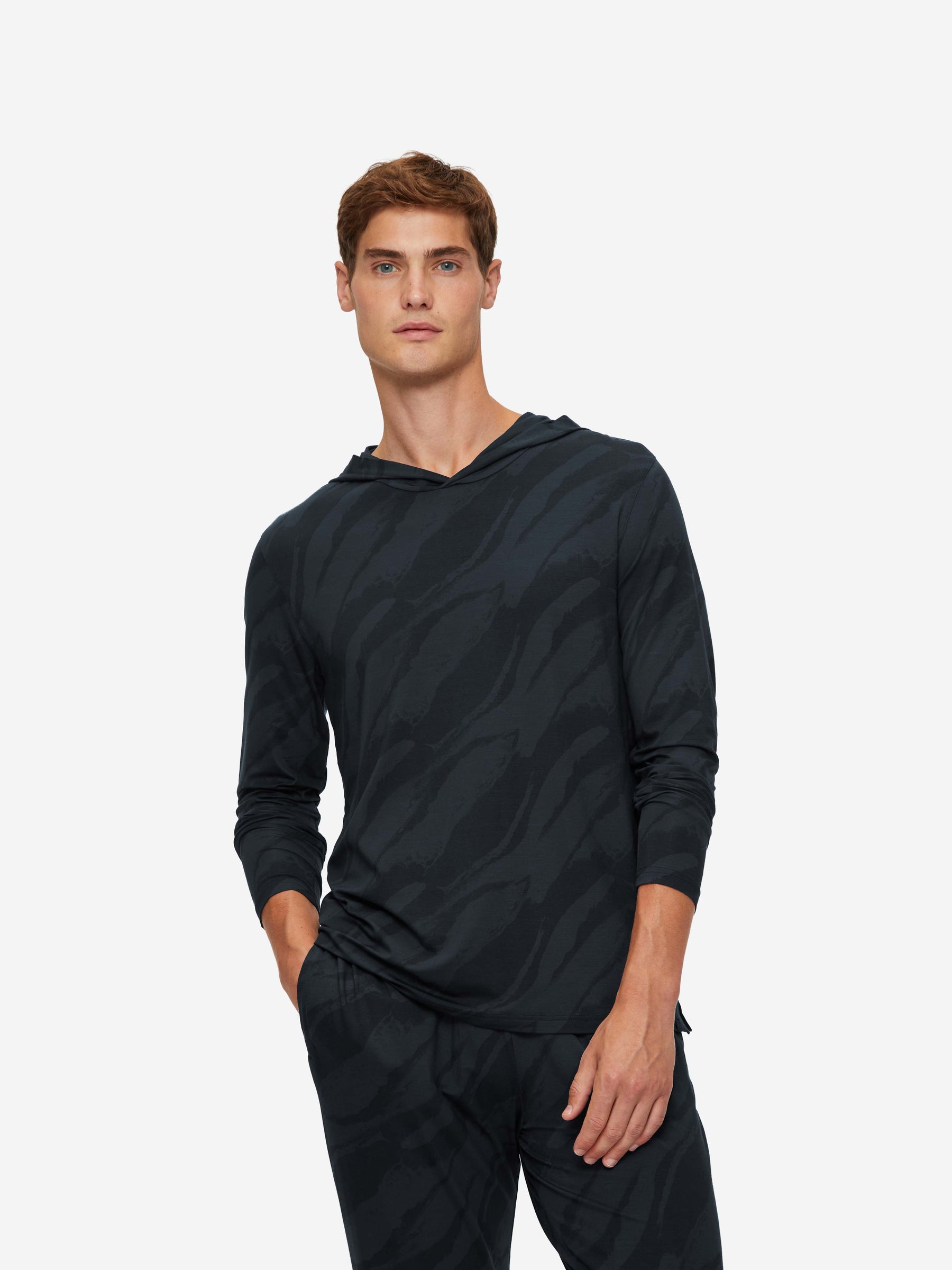 Men's Pullover Hoodie London 8 Micro Modal Black