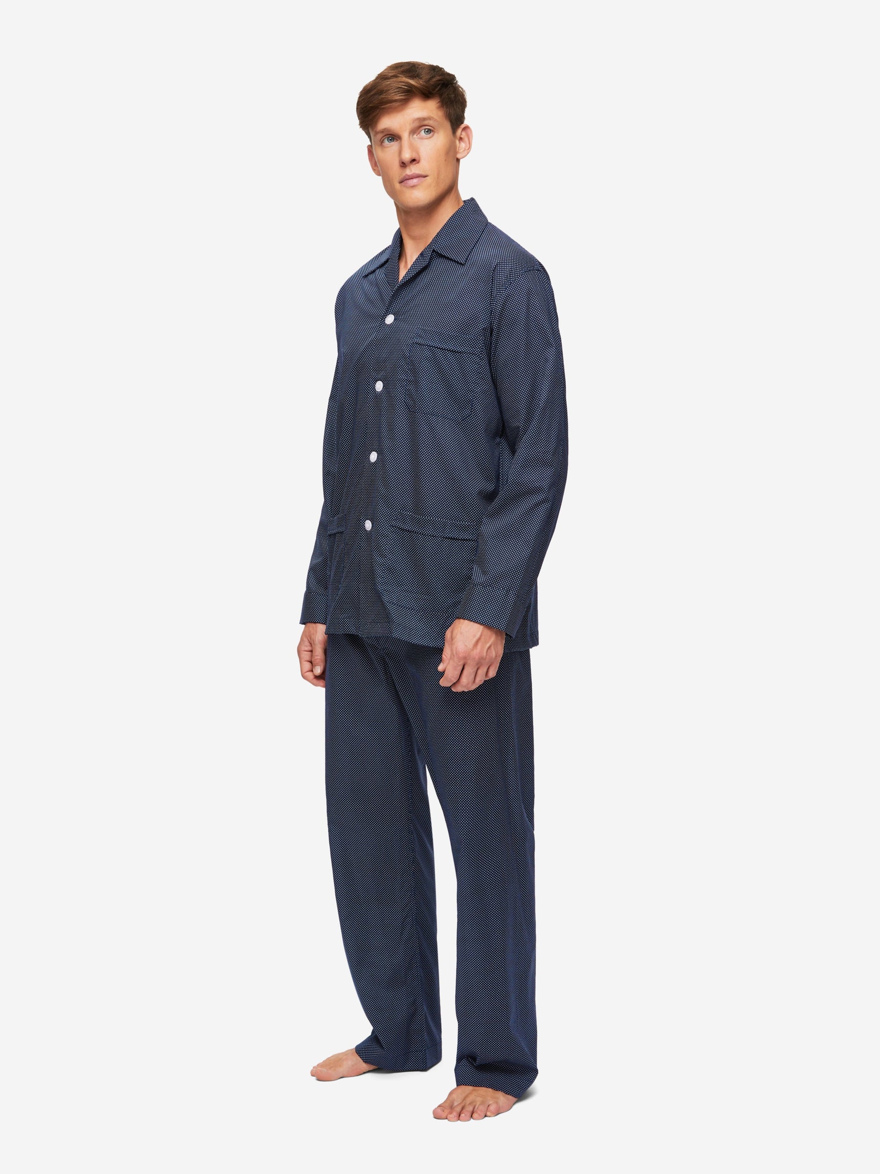 Men's Classic Fit Pyjamas Plaza 21 Cotton Batiste Navy
