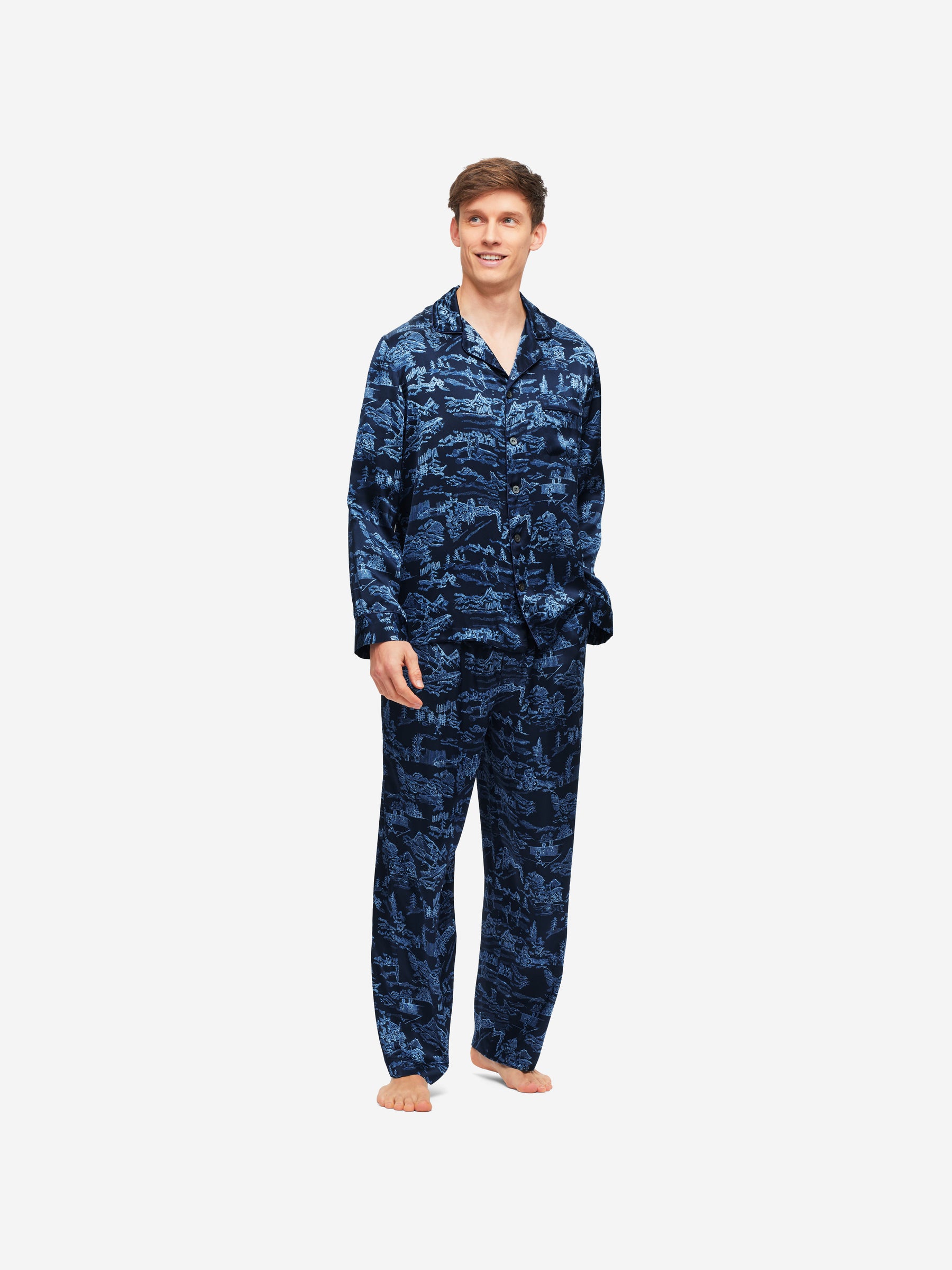 Men's Pyjamas Brindisi 84 Silk Satin Navy
