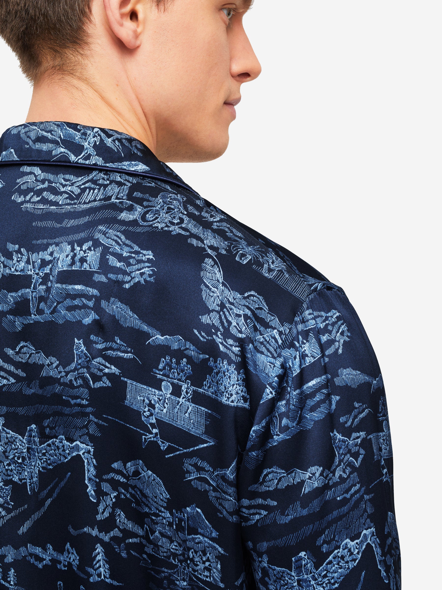 Men's Pyjamas Brindisi 84 Silk Satin Navy