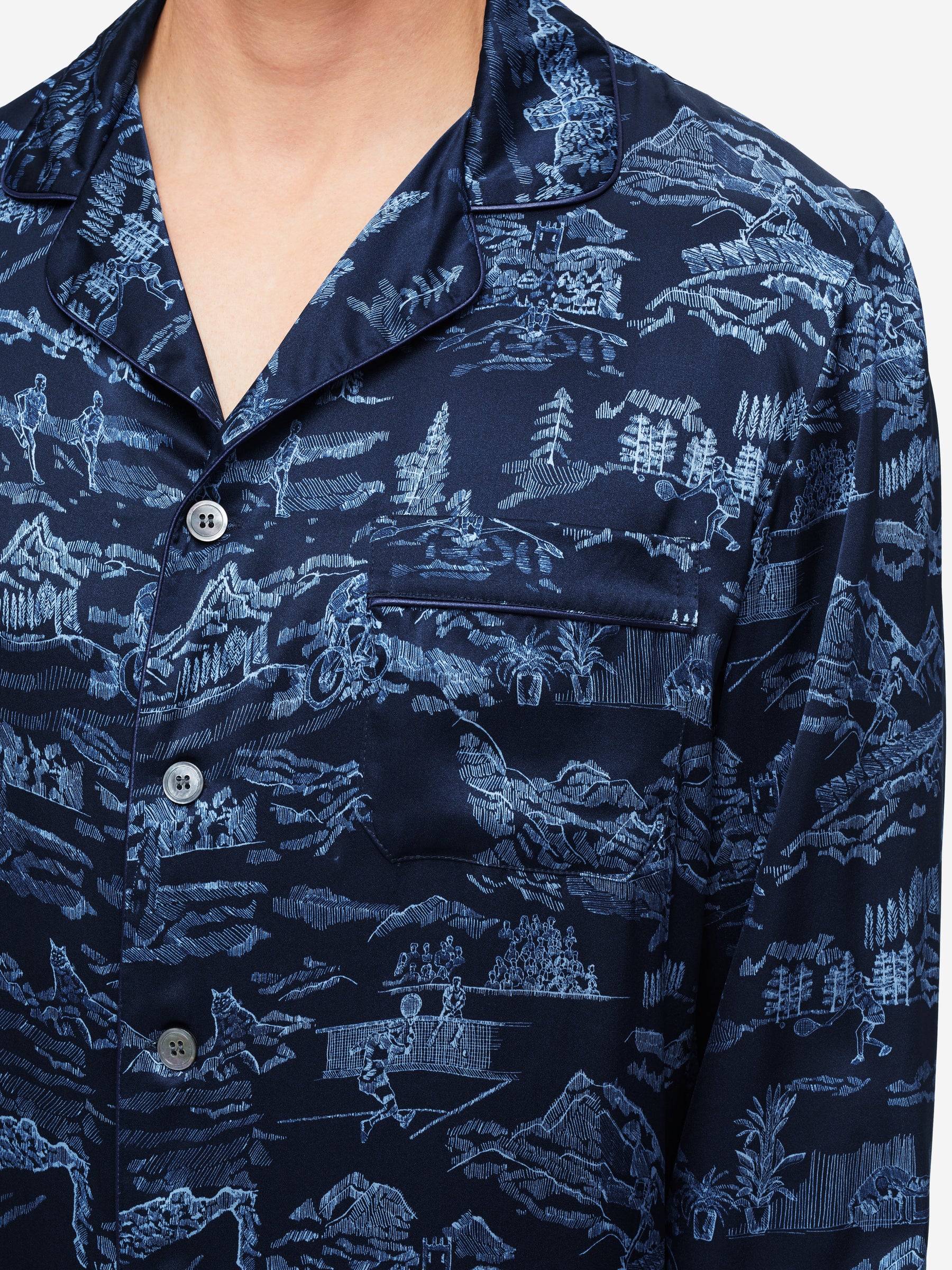 Men's Pyjamas Brindisi 84 Silk Satin Navy