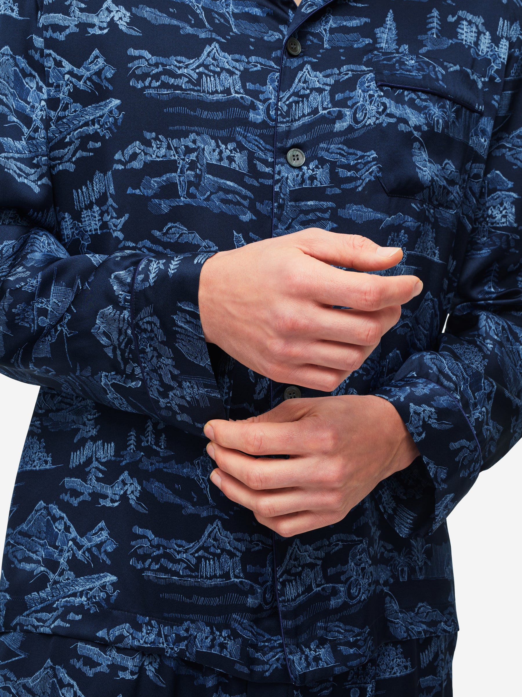 Men's Pyjamas Brindisi 84 Silk Satin Navy