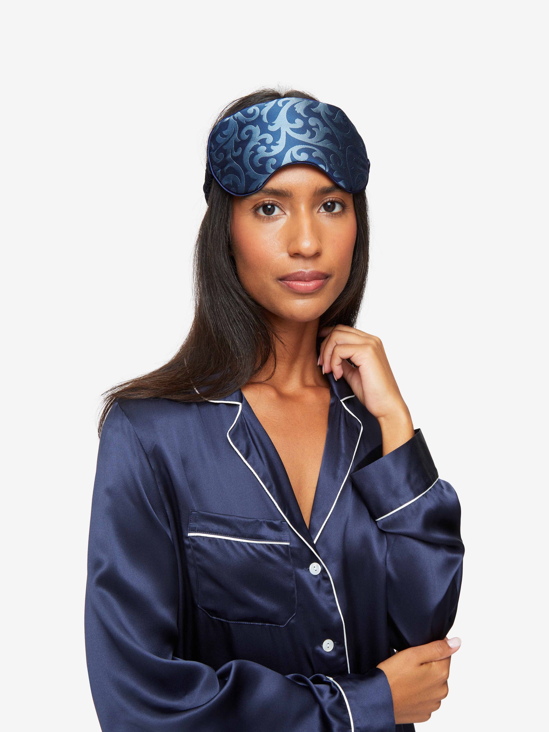 Eye Mask Verona 63 Silk Jacquard Navy