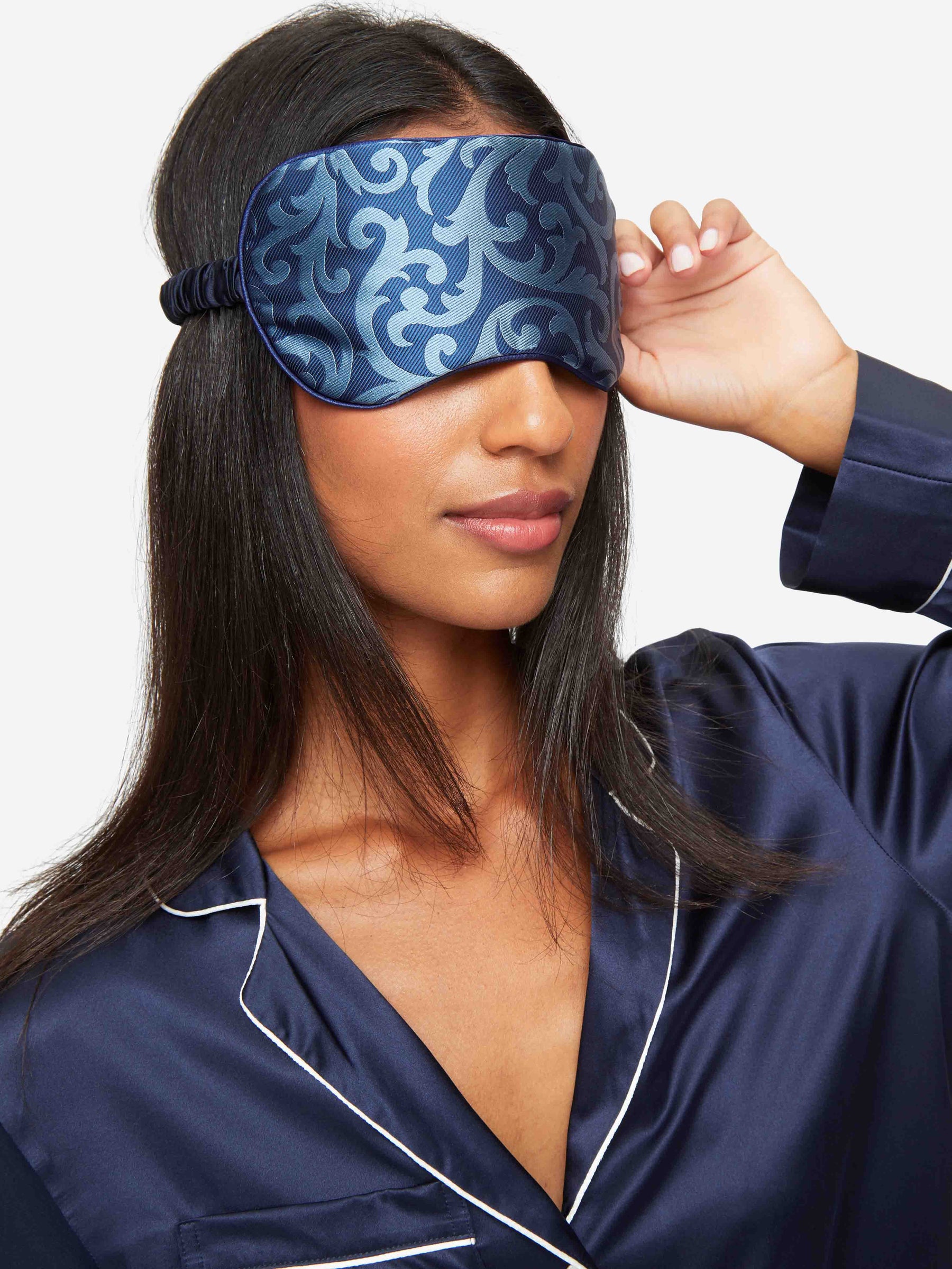 Eye Mask Verona 63 Silk Jacquard Navy