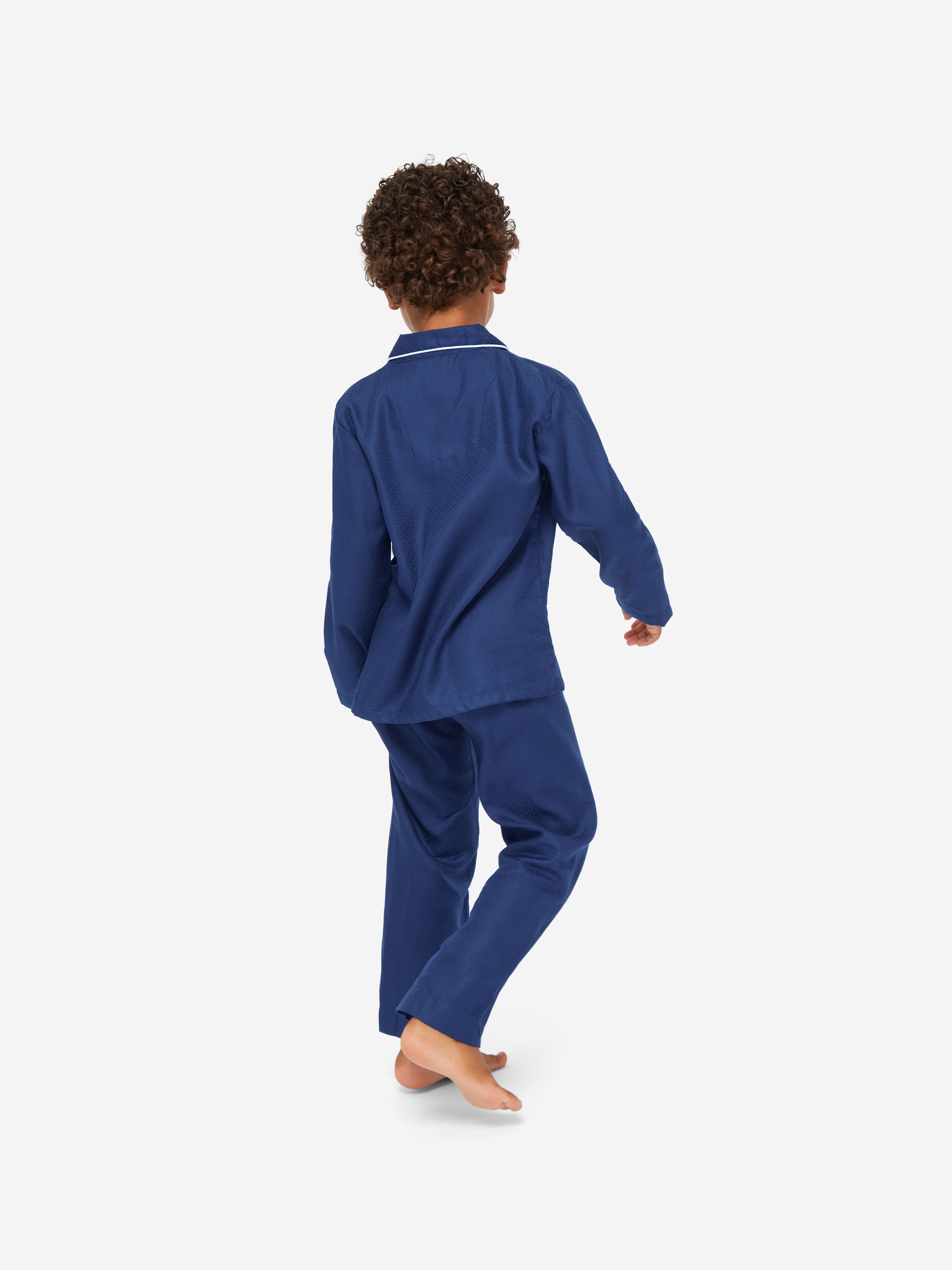 Kids' Pyjamas Cotton Jacquard Navy Rose Star Pattern