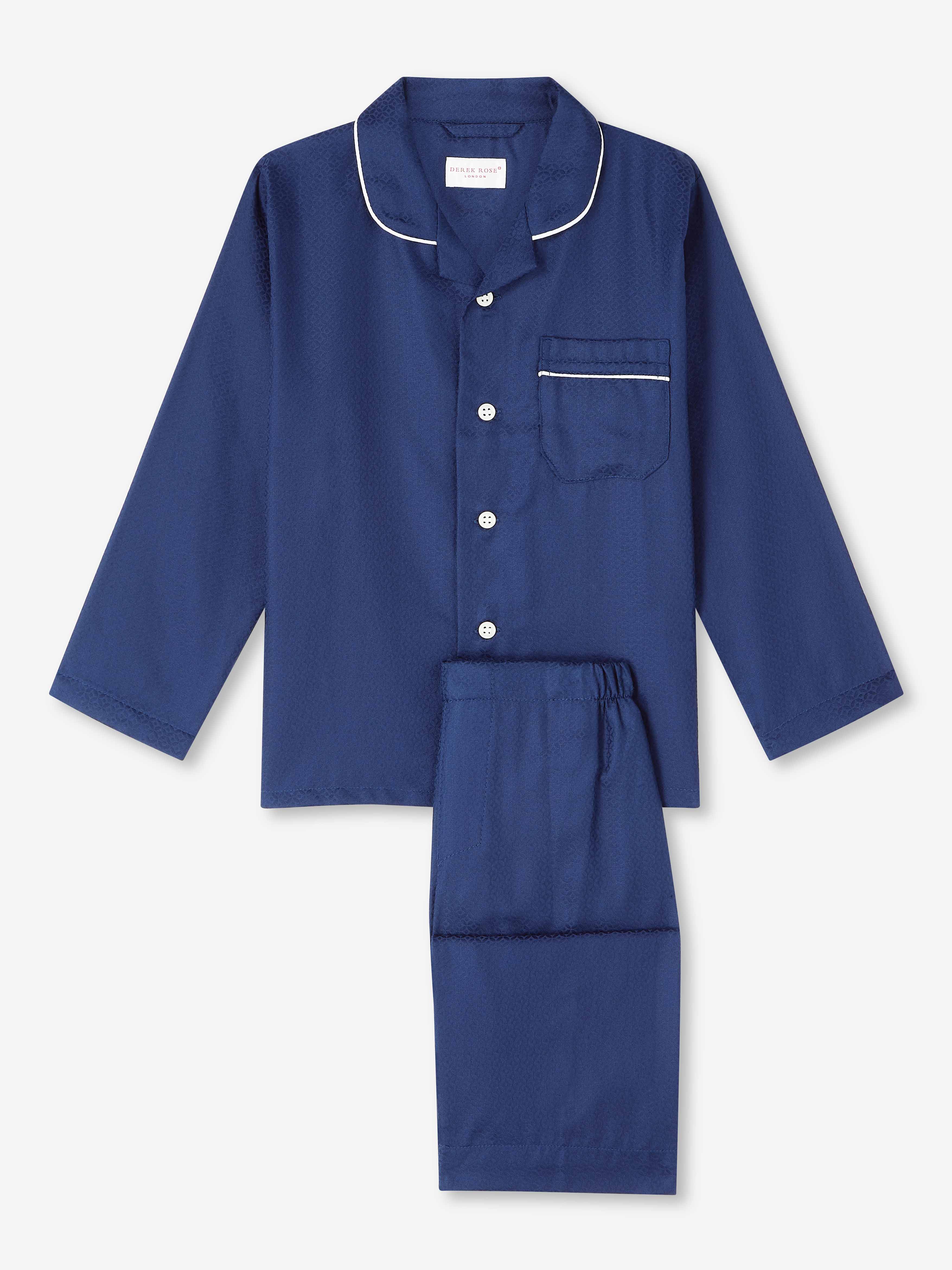 Kids' Pyjamas Cotton Jacquard Navy Rose Star Pattern