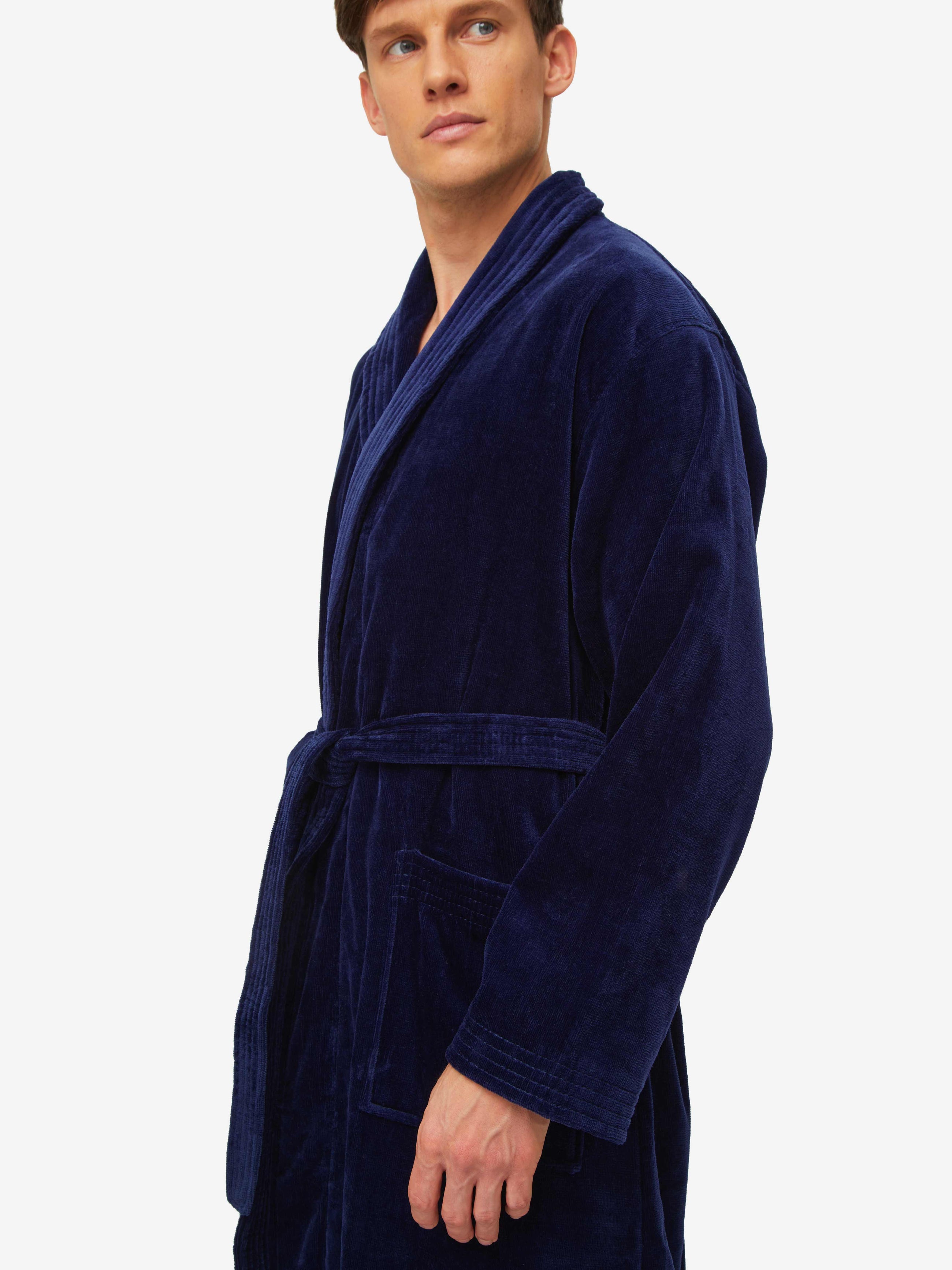 Men's Bathrobe Triton 10 Terry Cotton Navy