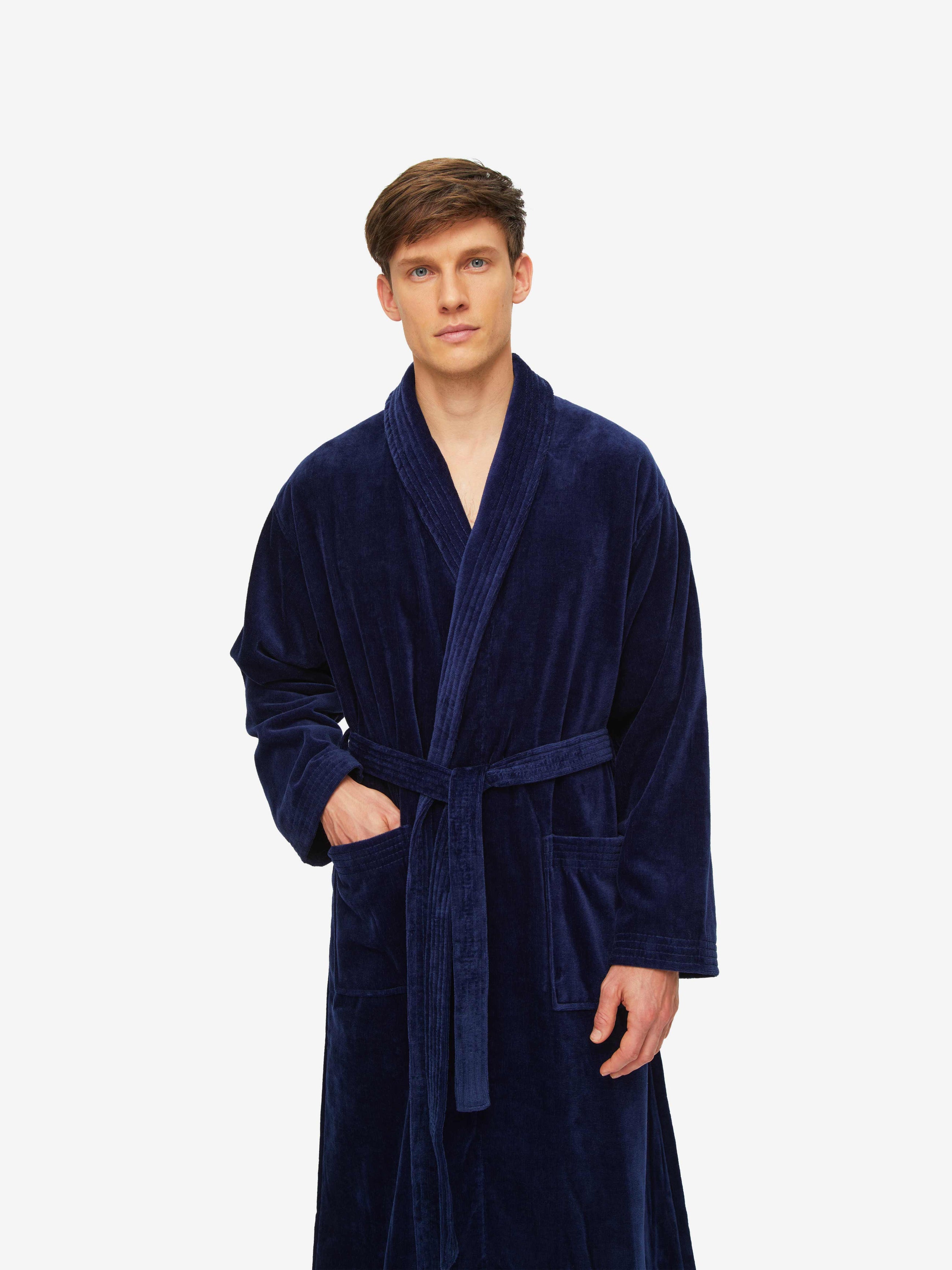 Men's Bathrobe Triton 10 Terry Cotton Navy