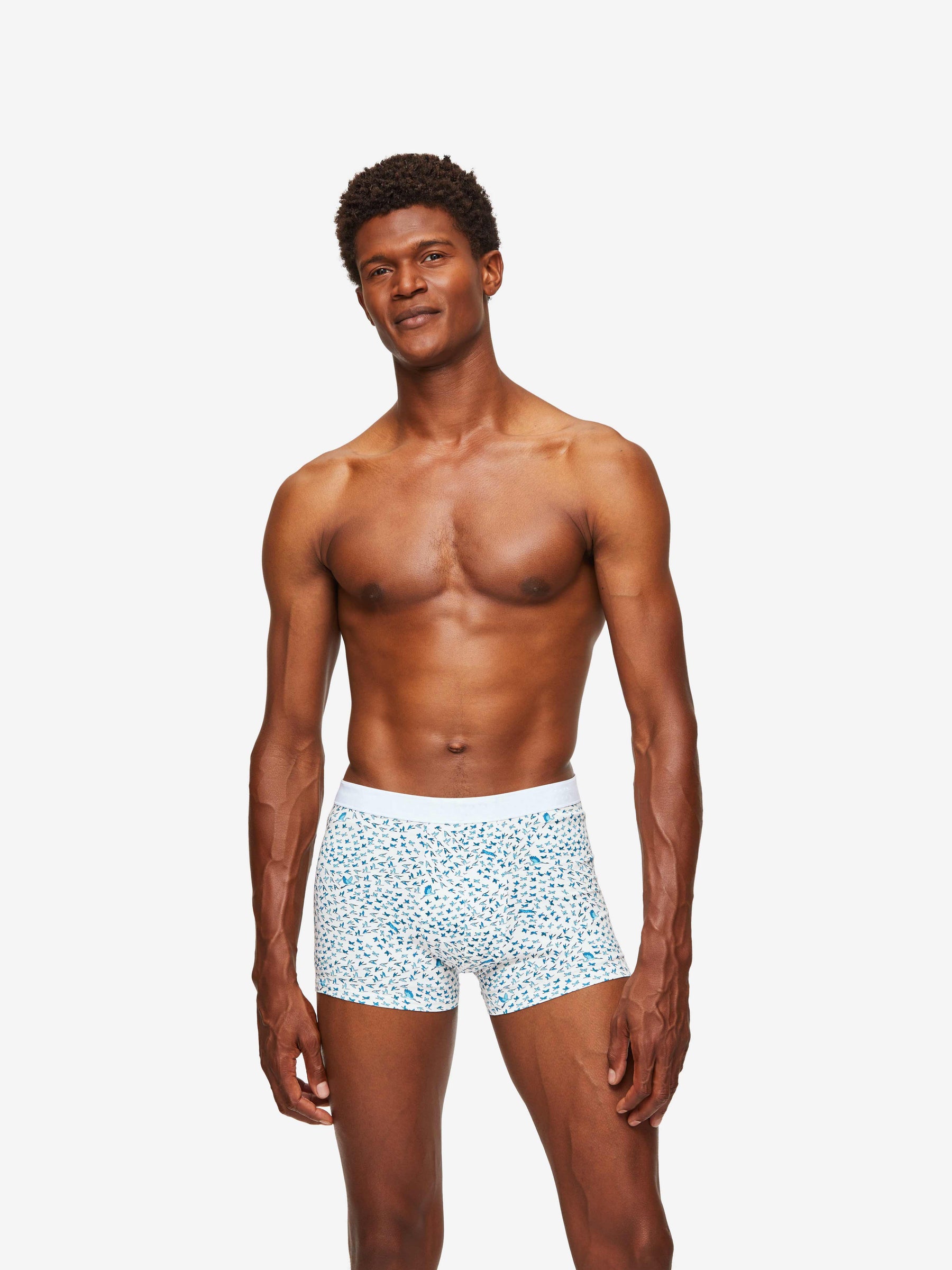 Men's Boxer Briefs Birds Pima Cotton Stretch White