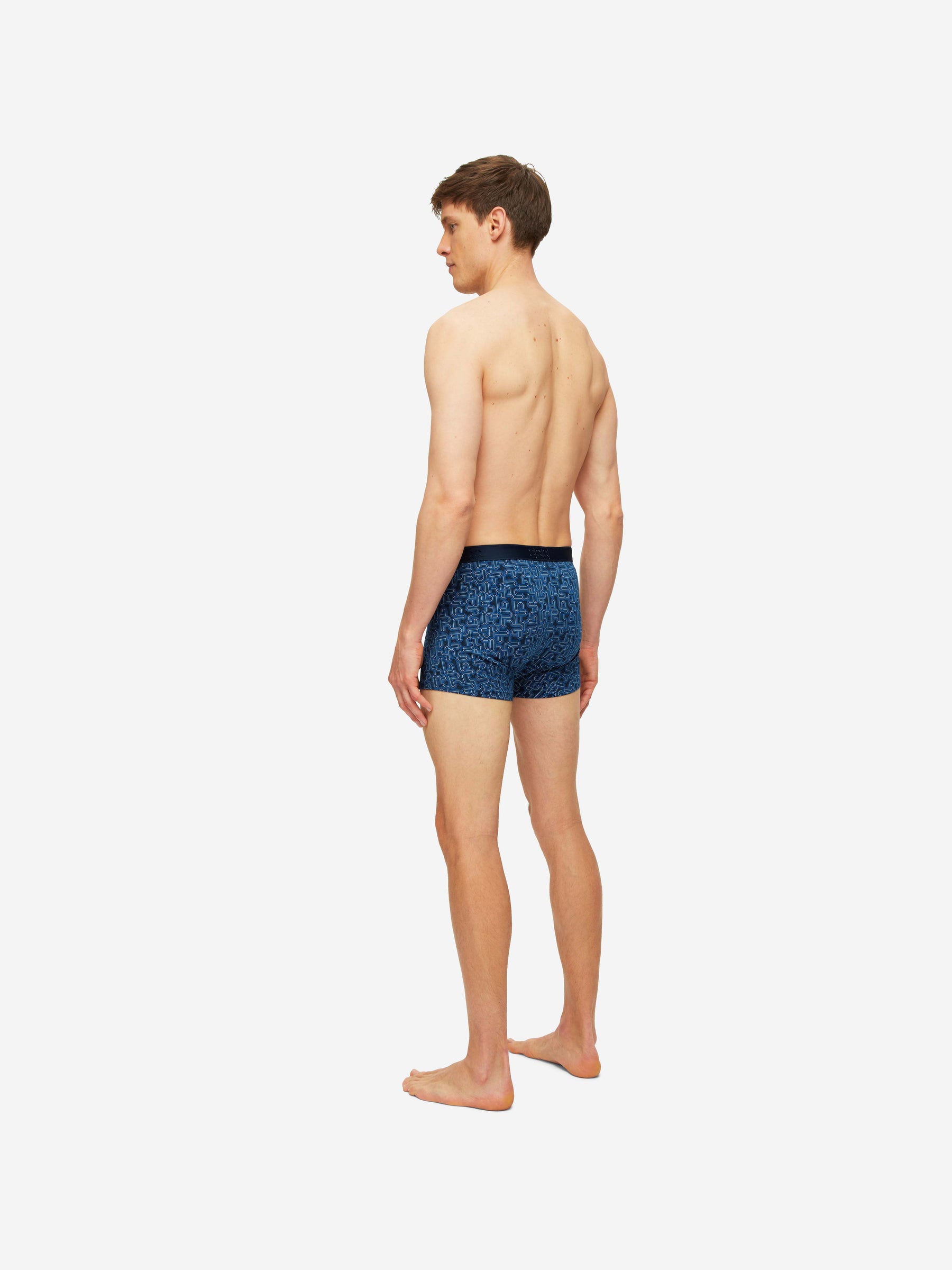 Men's Boxer Briefs Geometric Pima Cotton Stretch Navy