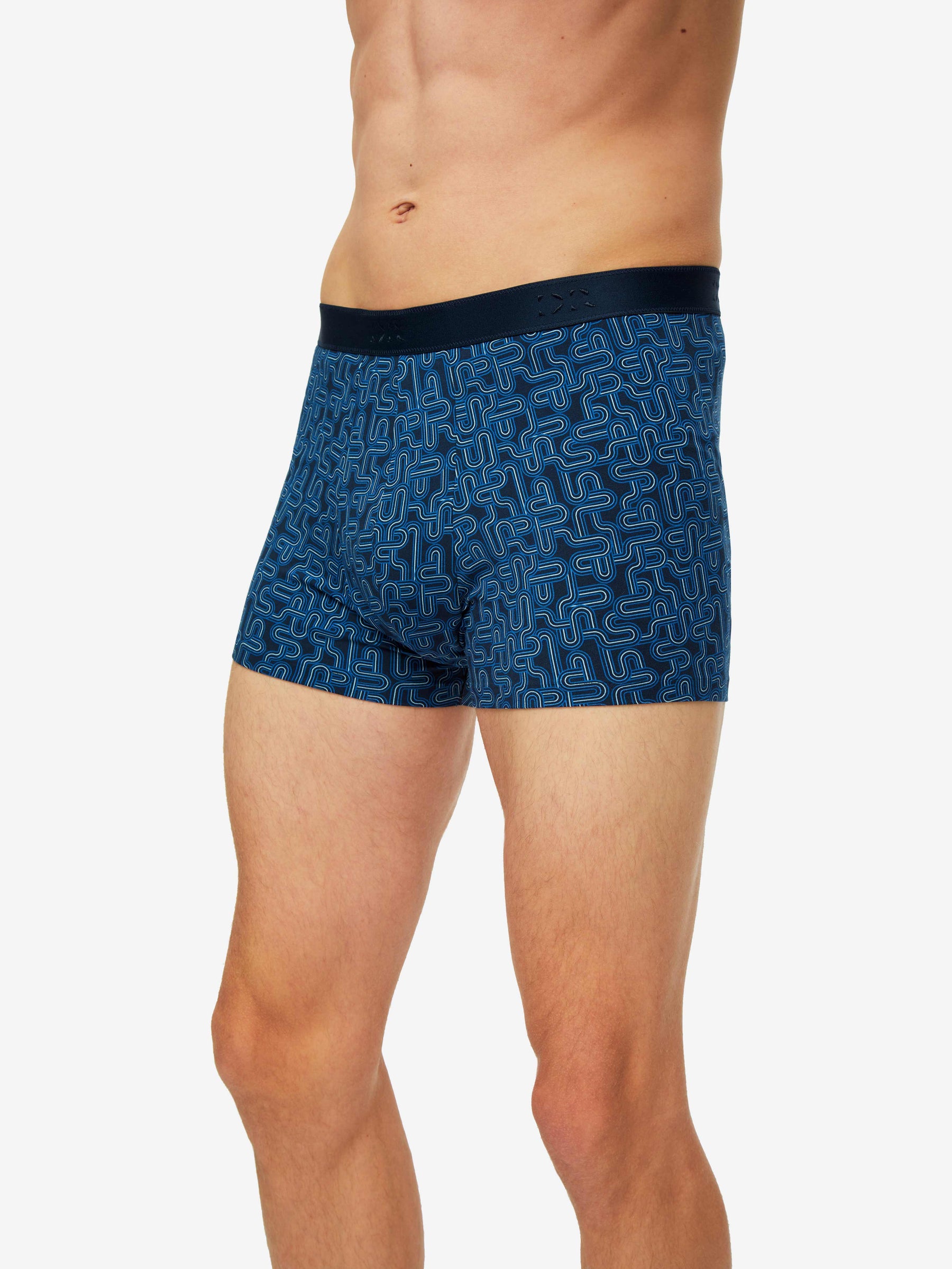 Men's Boxer Briefs Geometric Pima Cotton Stretch Navy