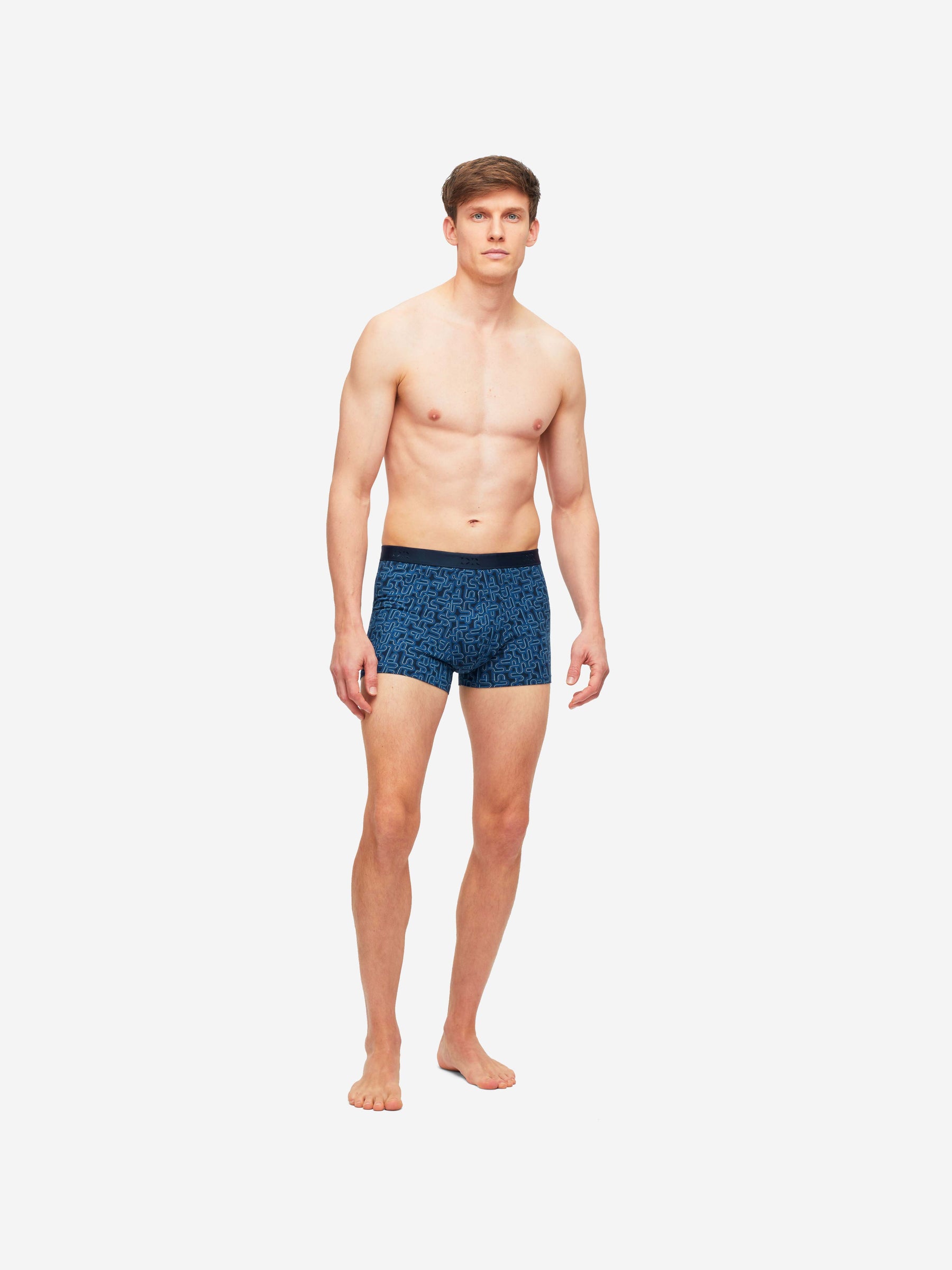 Men's Boxer Briefs Geometric Pima Cotton Stretch Navy
