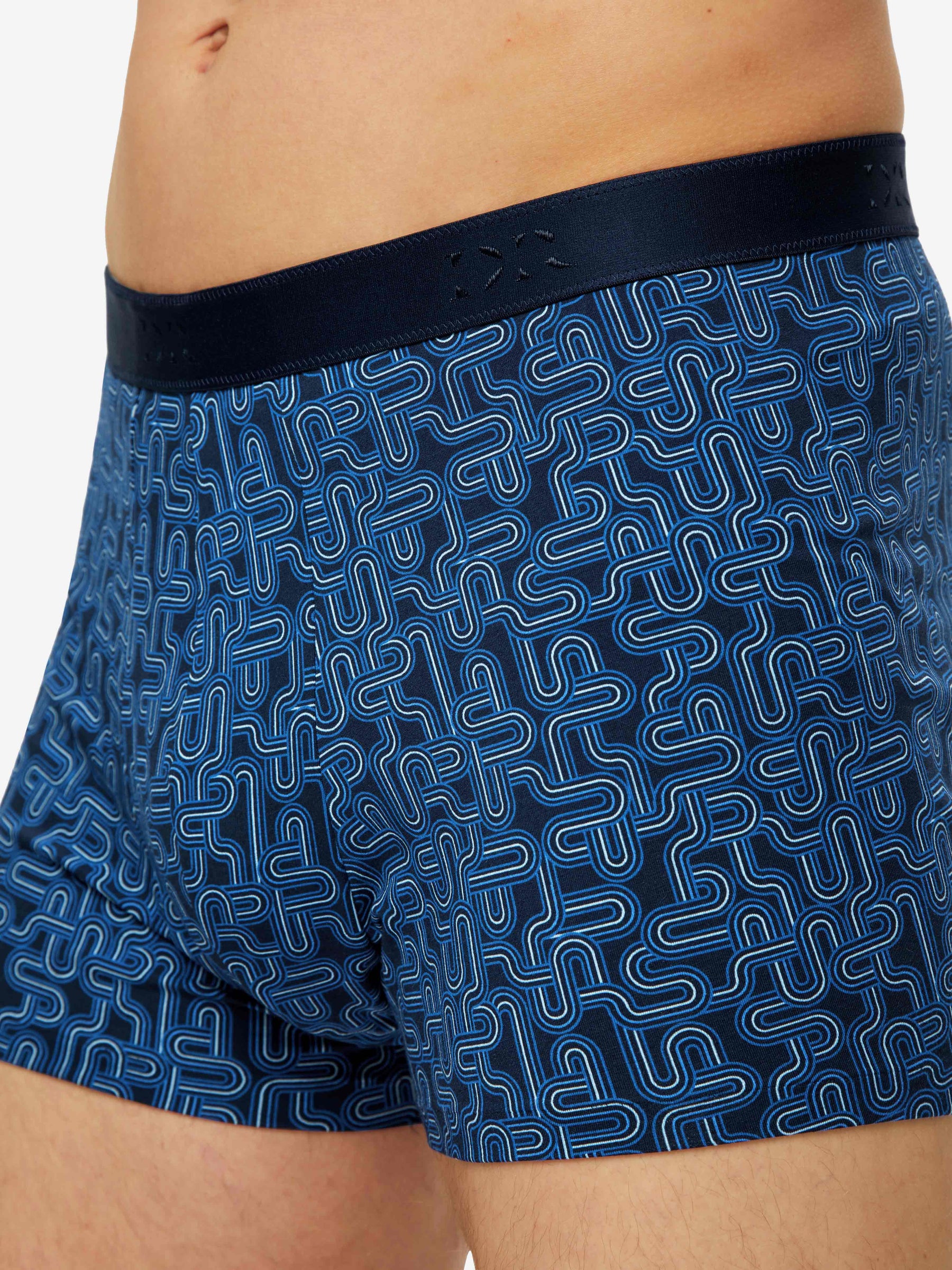 Men's Boxer Briefs Geometric Pima Cotton Stretch Navy